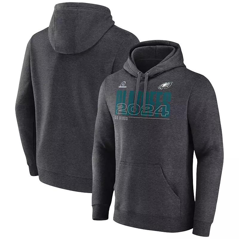 Men's Fanatics Heather Charcoal Philadelphia Eagles 2024 NFL Playoffs Pullover Hoodie, Size: Large Product Image