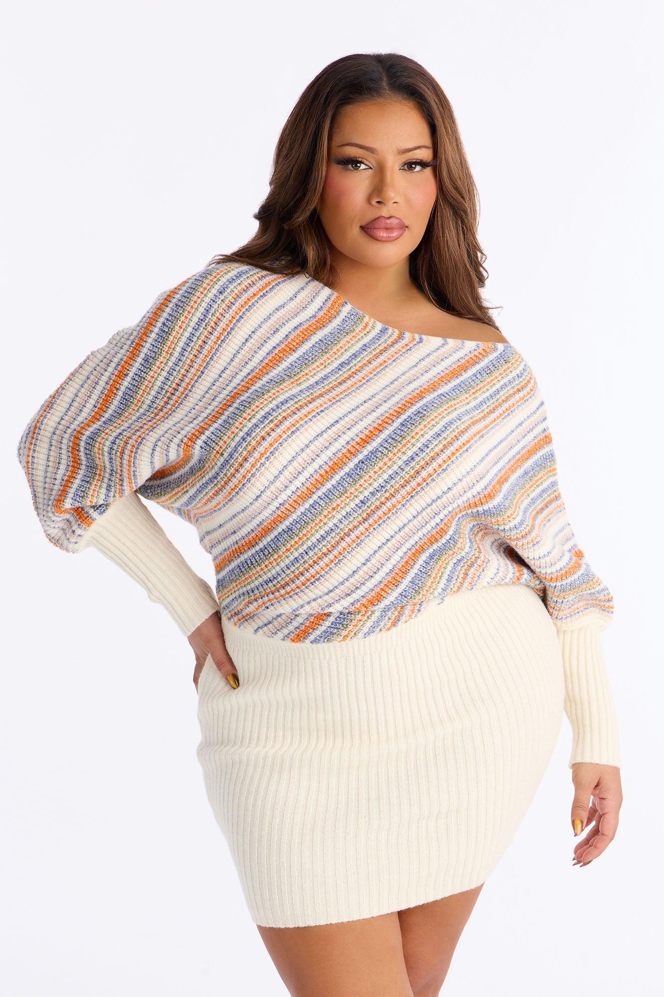 Eloise Striped Sweater Mini Dress - Cream/combo Female Product Image