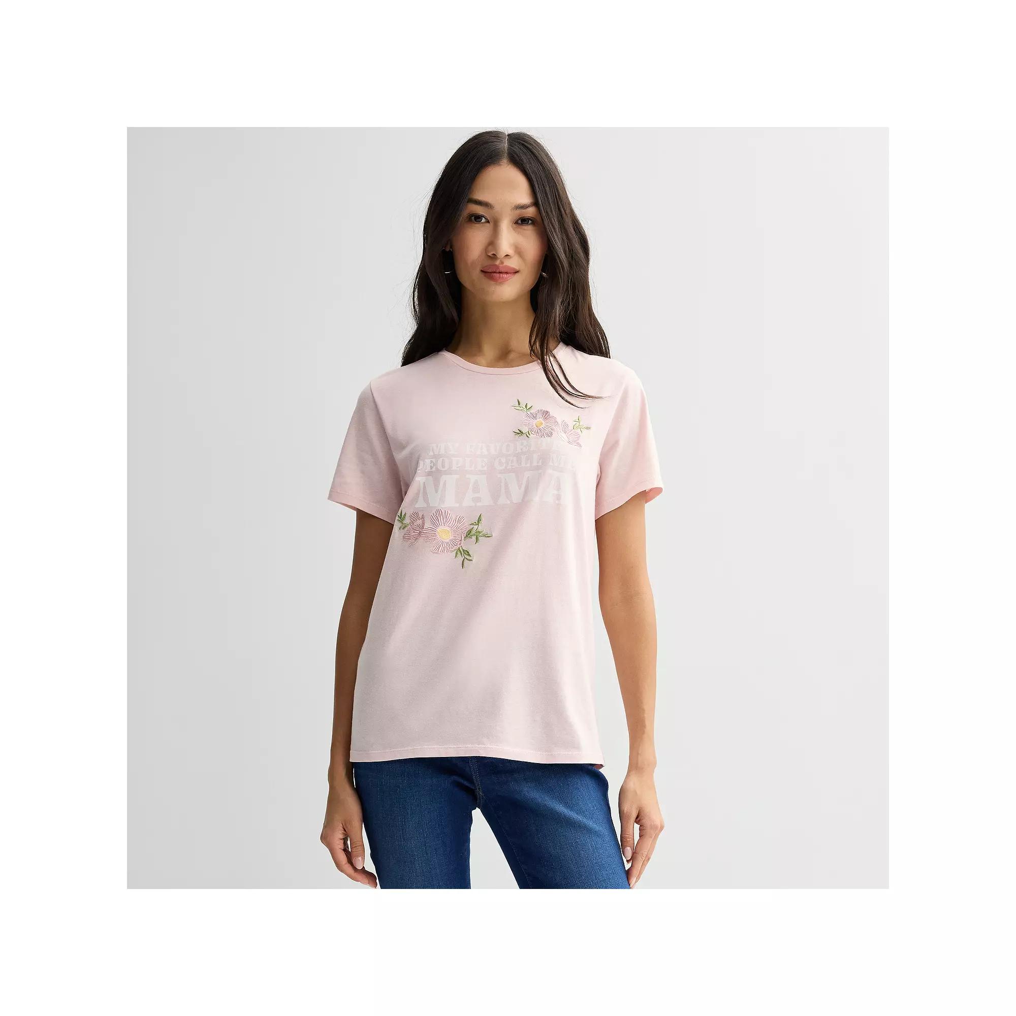 Women's Floral My Favorite People Call Me Mama Graphic Tee, Size: XS, Lotus Product Image