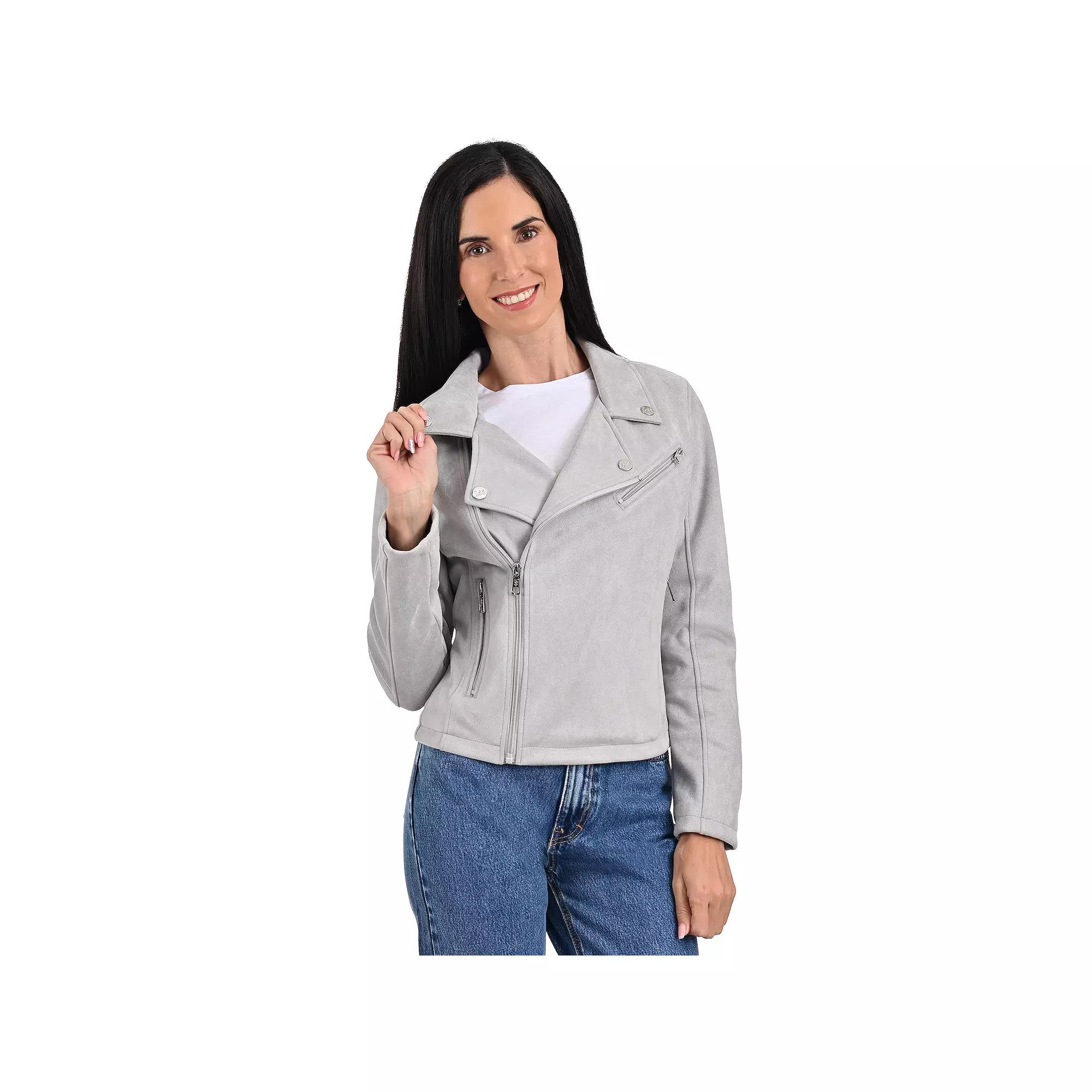 Women's Lee® Biker Jacket, Size: XL, Light Gray Product Image
