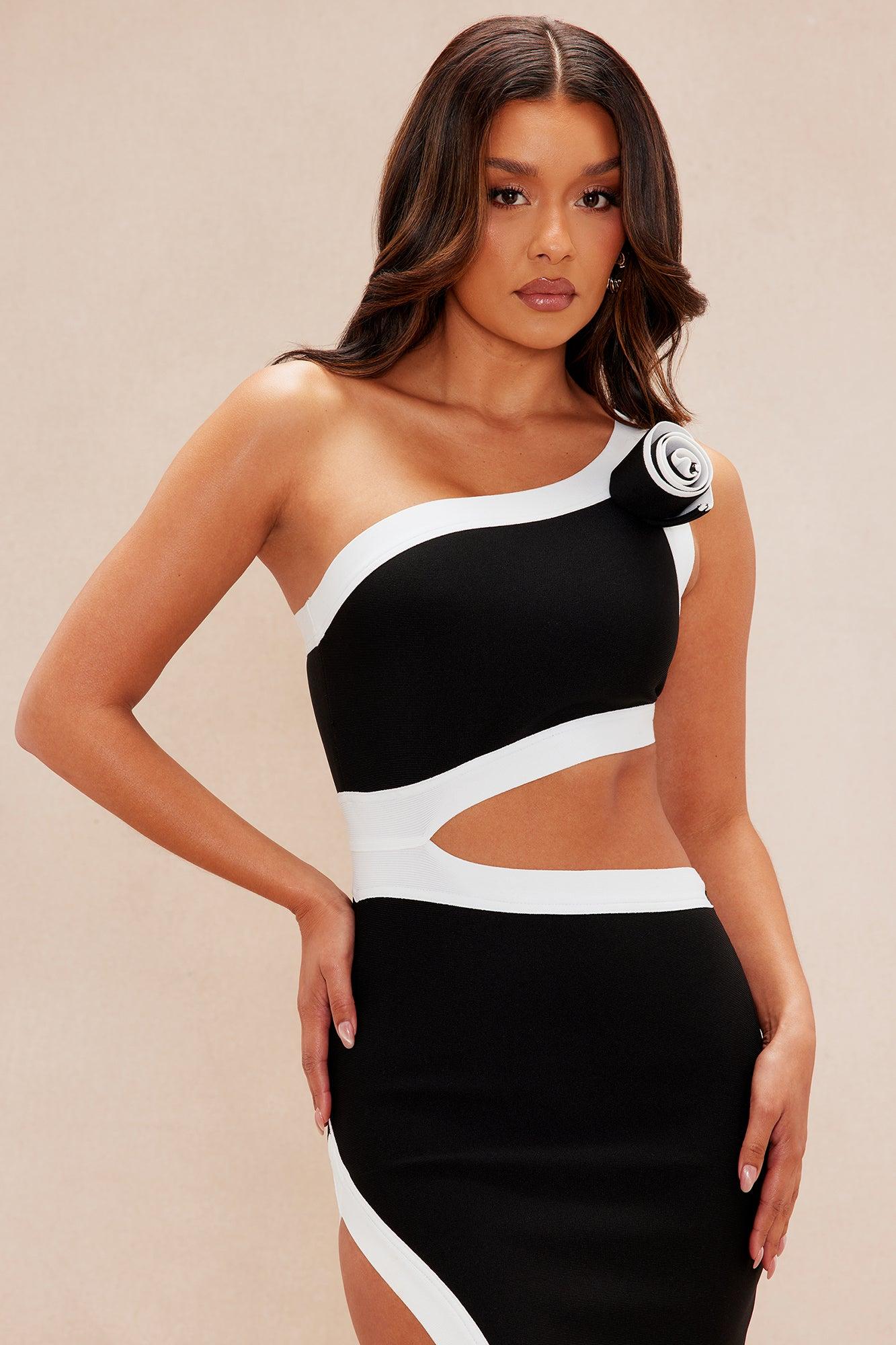 Lorenna Bandage Maxi Dress - Black/White Product Image