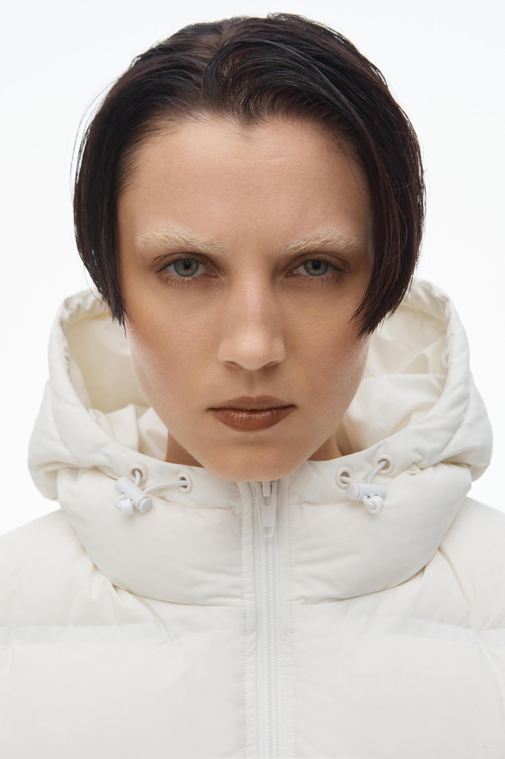 Cropped Hooded Puffer Vest With Reflective Logo Product Image