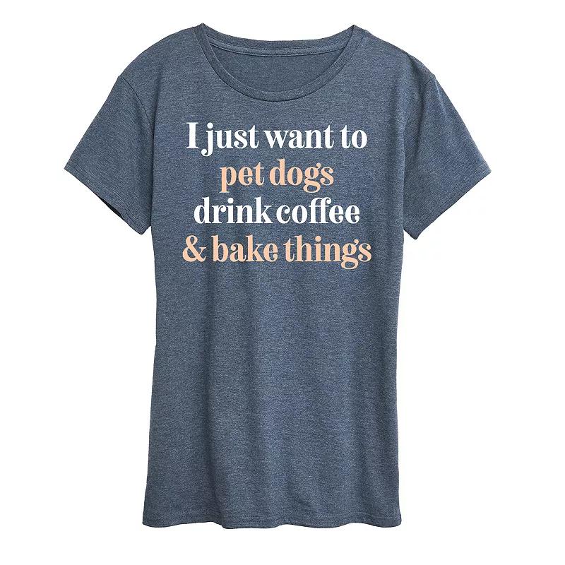 Women's Pet Cats Drink Coffee Bake Graphic Tee,  Product Image