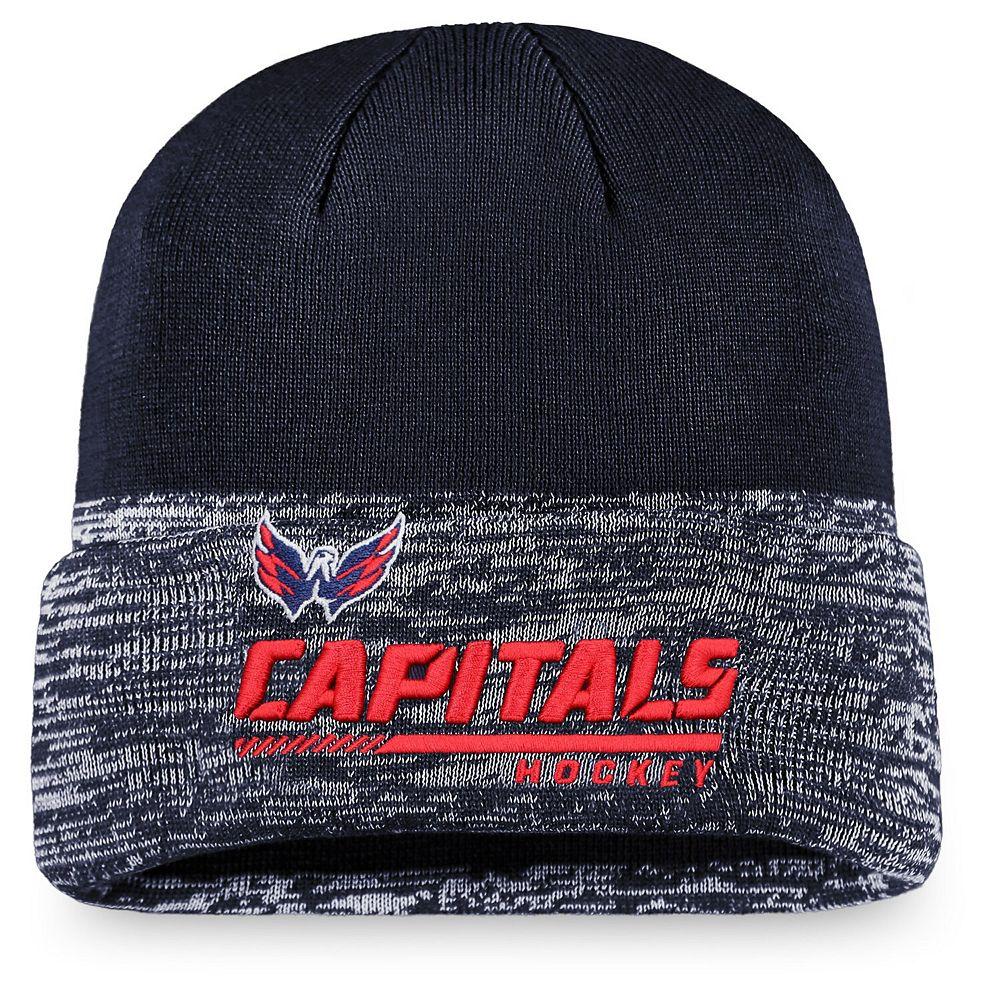 Men's Fanatics Branded Navy Washington Capitals Authentic Pro Locker Room Official Graphic Cuffed Knit Hat, Blue Product Image