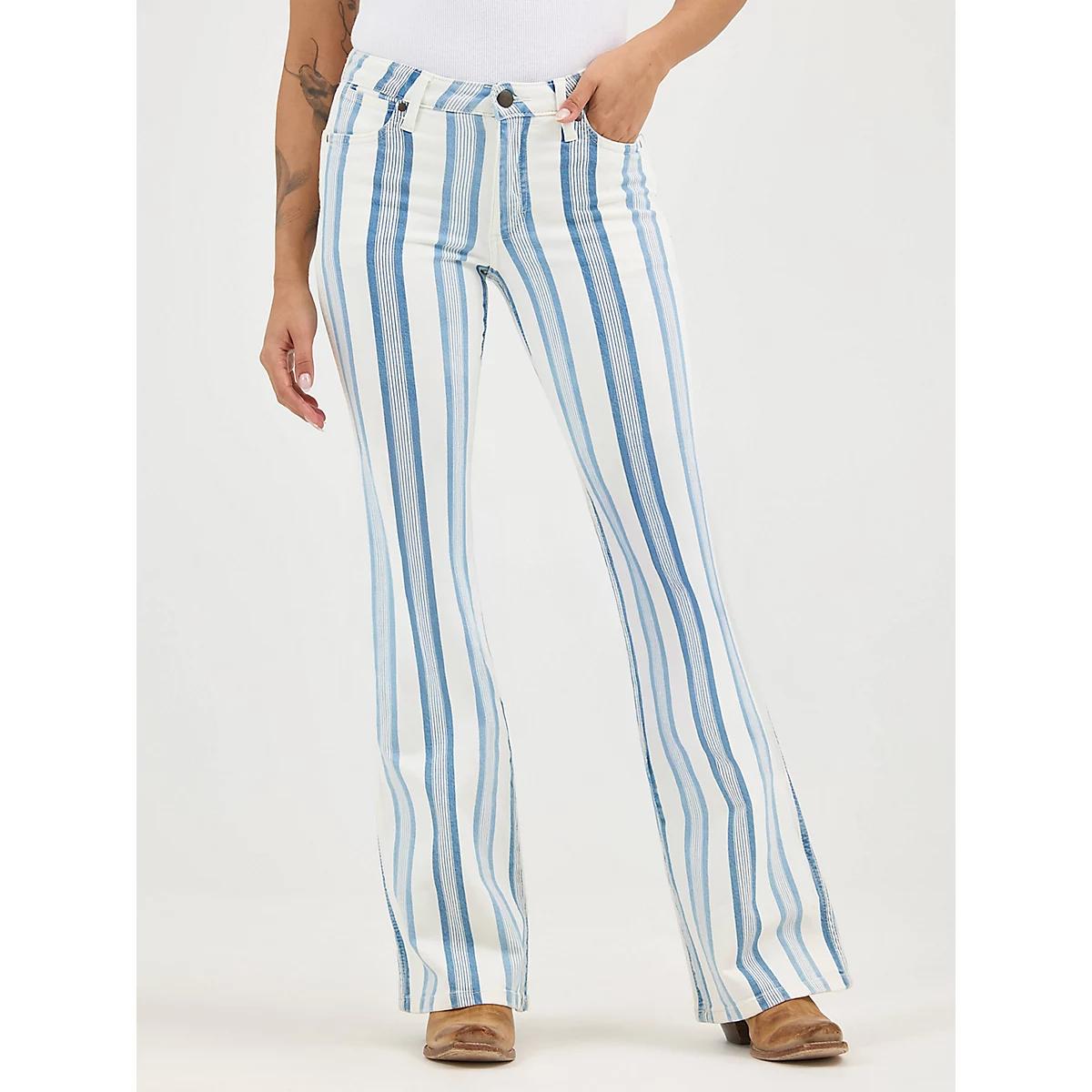Women's Wrangler Retro® Striped Bailey High Rise Flare Jean in Gabby Product Image