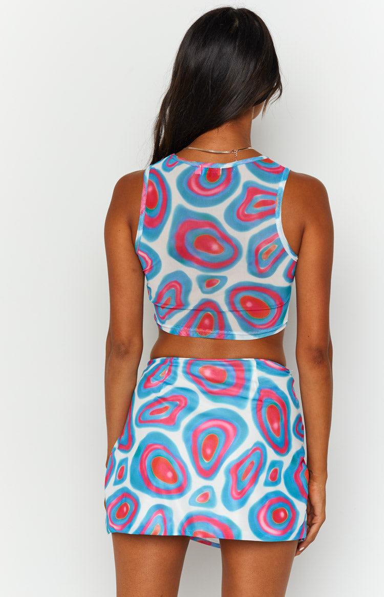 Nora Blue Print Mini Skirt Product Image