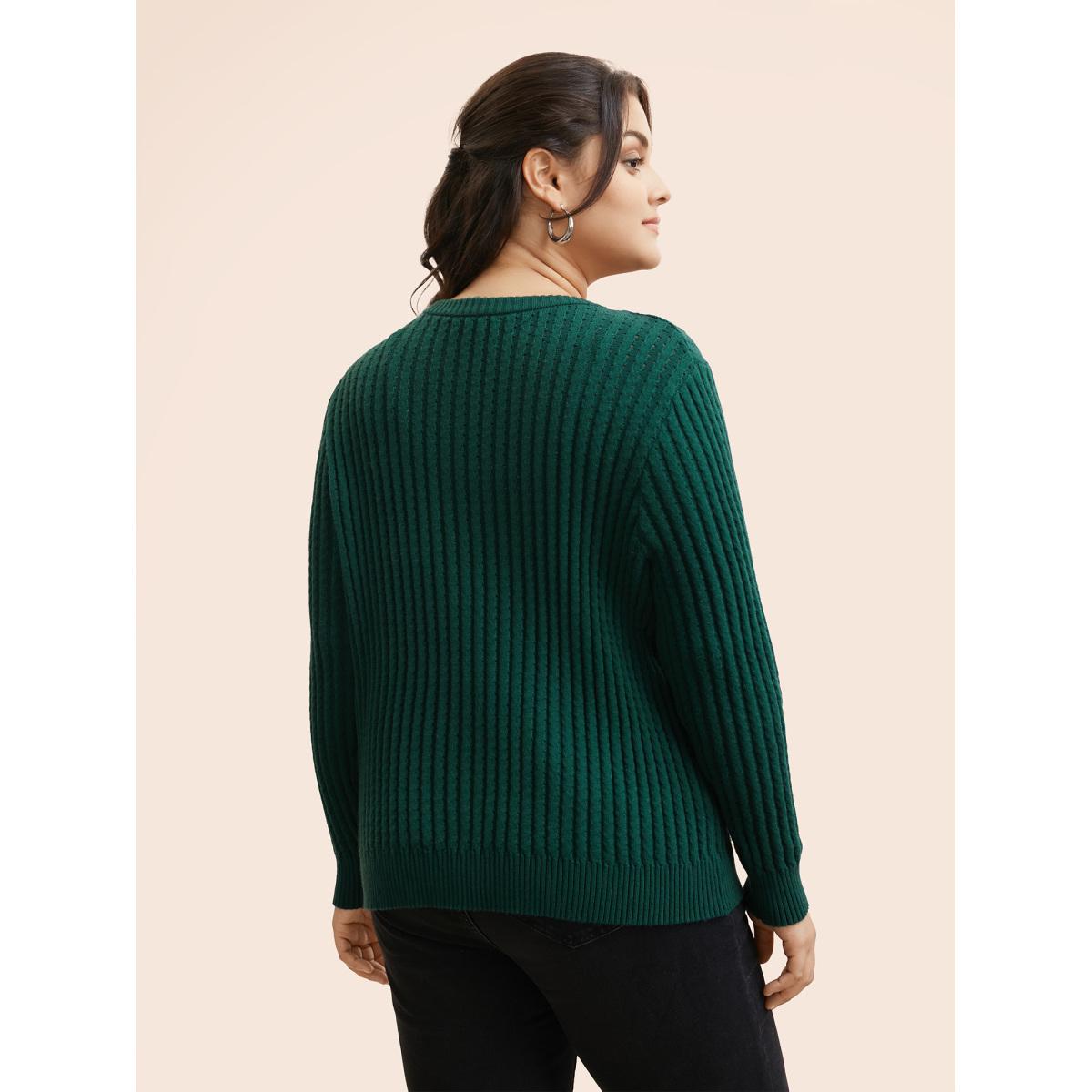 Plus Size Supersoft Essentials Textured Round Neck Slim Cardigan DarkGreen Women Leisure Bodycon Long Sleeve Casual Cardigans BloomChic 18-20/2X Product Image