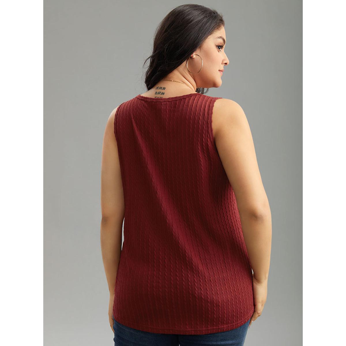 Plus Size Plain Texture Square Neck Tank Top Women Scarlet Casual Texture Square Neck Dailywear Tank Tops Camis BloomChic 12/L Product Image