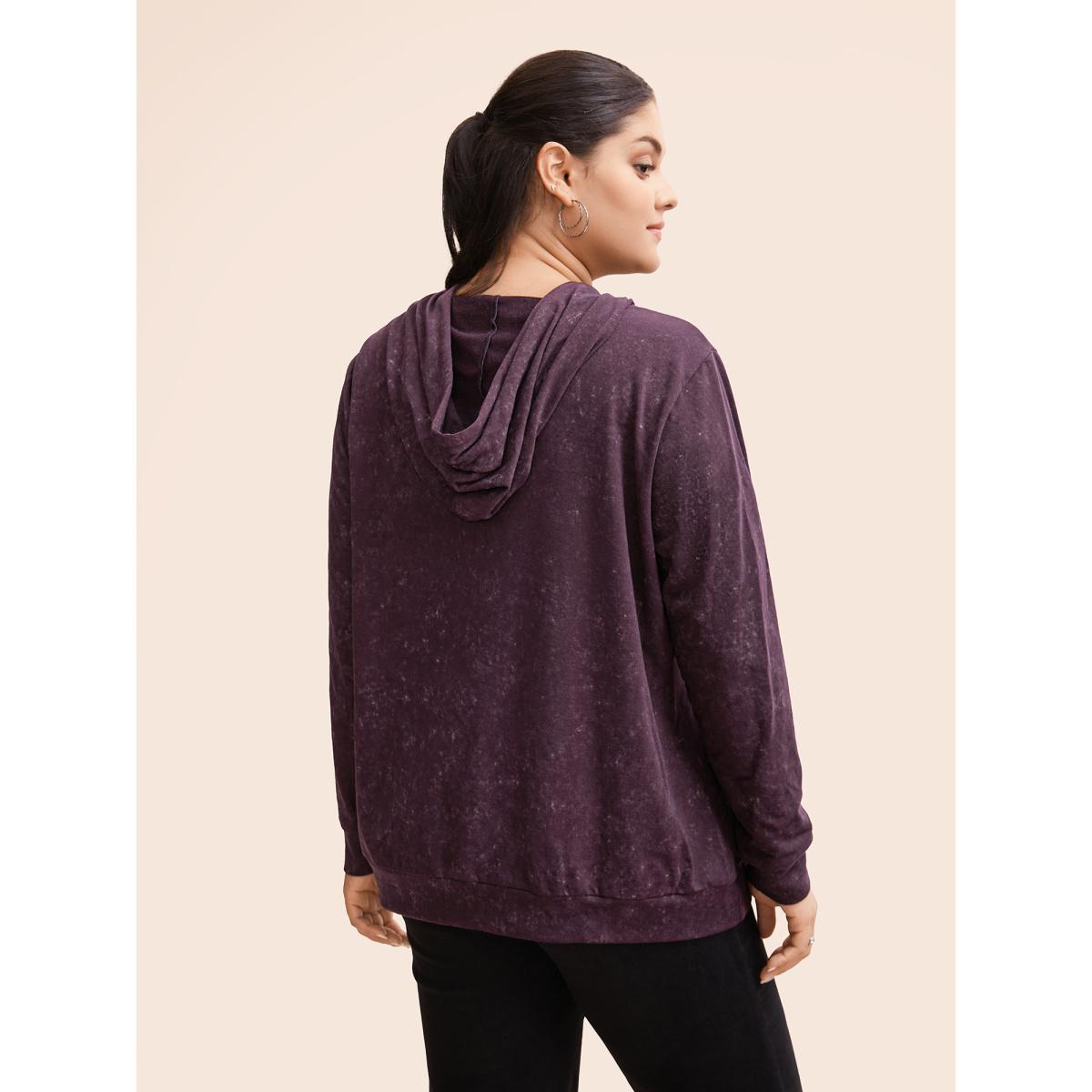 Plus Size Hooded Ties Pocket Elastic Cuffs Sweatshirt Women Indigo Casual Elastic cuffs Hooded Dailywear Sweatshirts BloomChic 26/4X Product Image