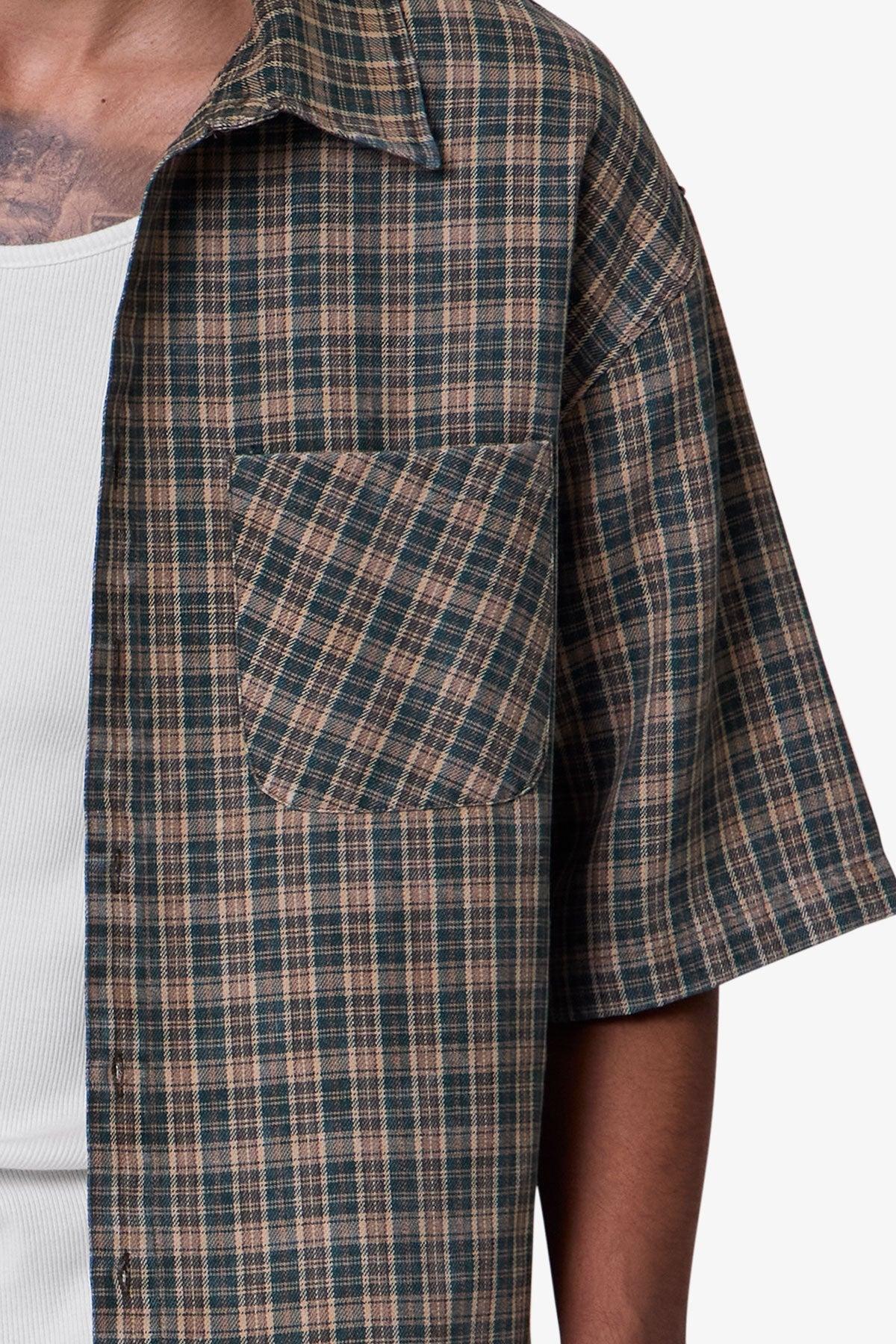 Washed Poplin Over Shirt - Green/Brown Product Image