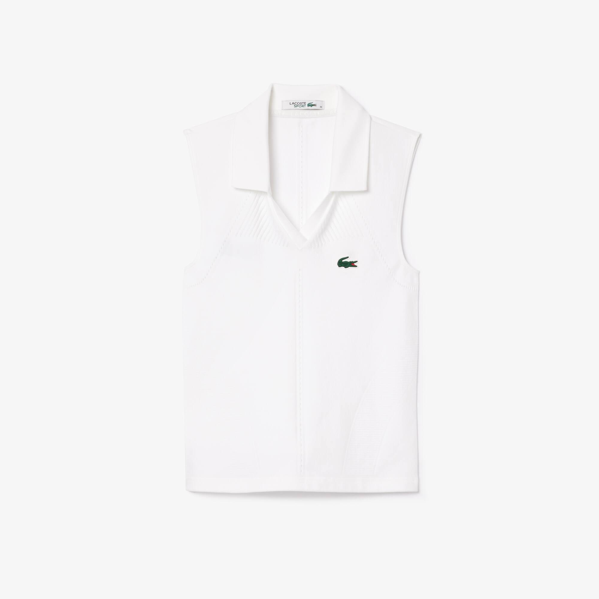 Sleeveless Stretch Knit Tennis Polo Shirt Product Image