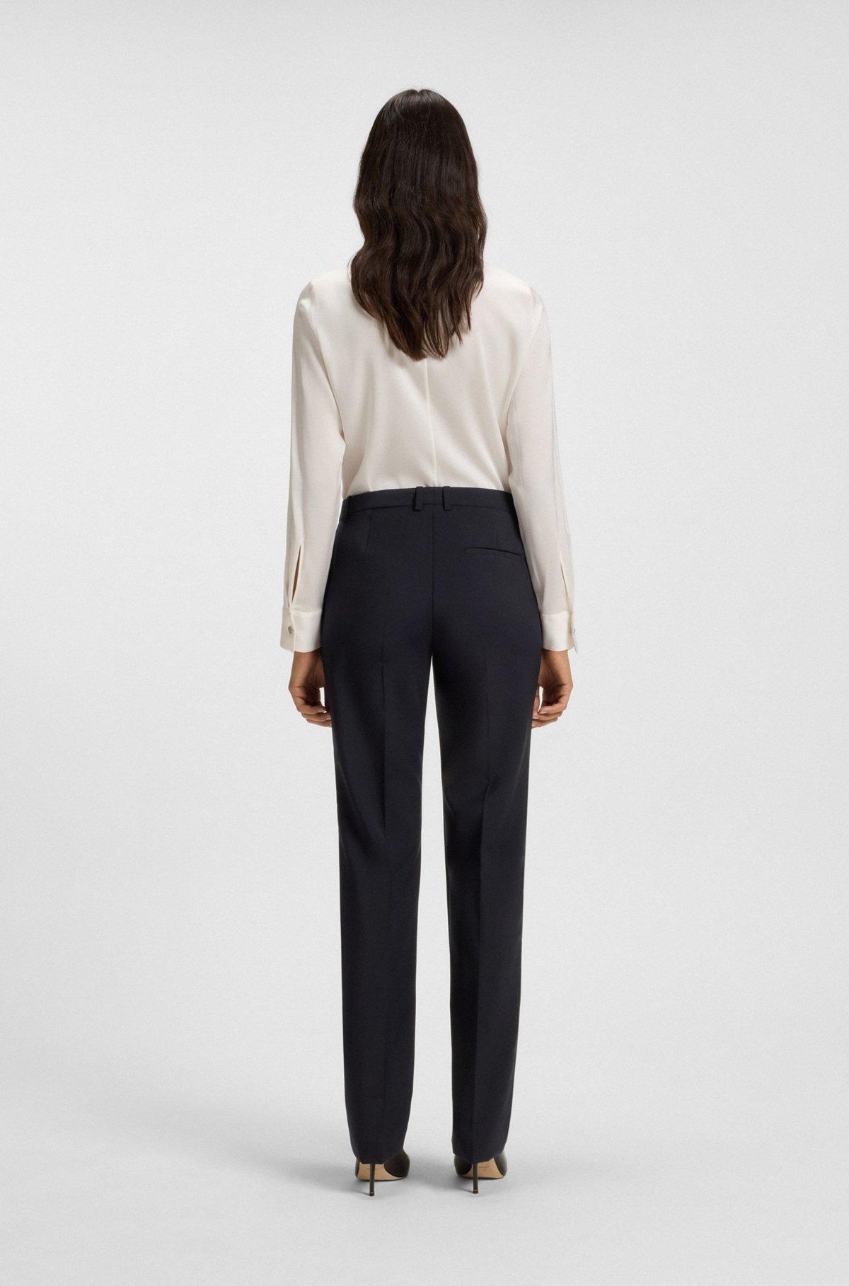 BOSS - Straight-leg business pants in virgin wool - Dark Blue Product Image