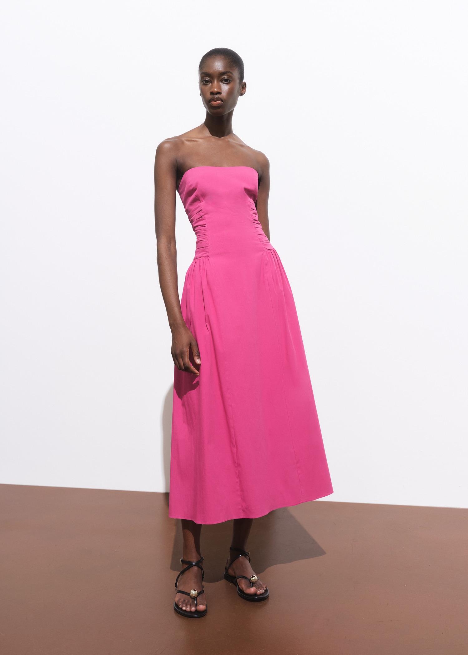 Strapless midi-dress - Women | MANGO USA Product Image