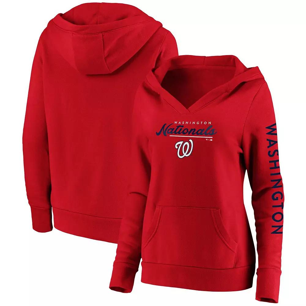 Women's Fanatics Branded Red Washington Nationals Core High Class Crossover Pullover Hoodie,  Product Image