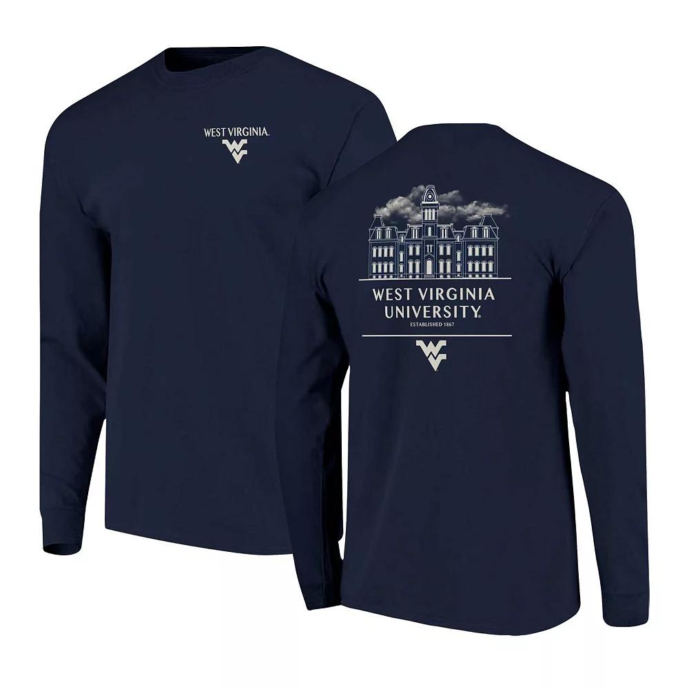 Men's Navy West Virginia Mountaineers Comfort Colors Campus Nights Long Sleeve T-Shirt,  Product Image
