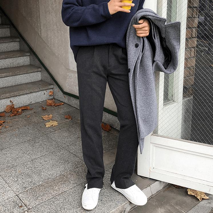 RT No. 3338 WOOLEN STRAIGHT WIDE DRAPE PANTS Product Image