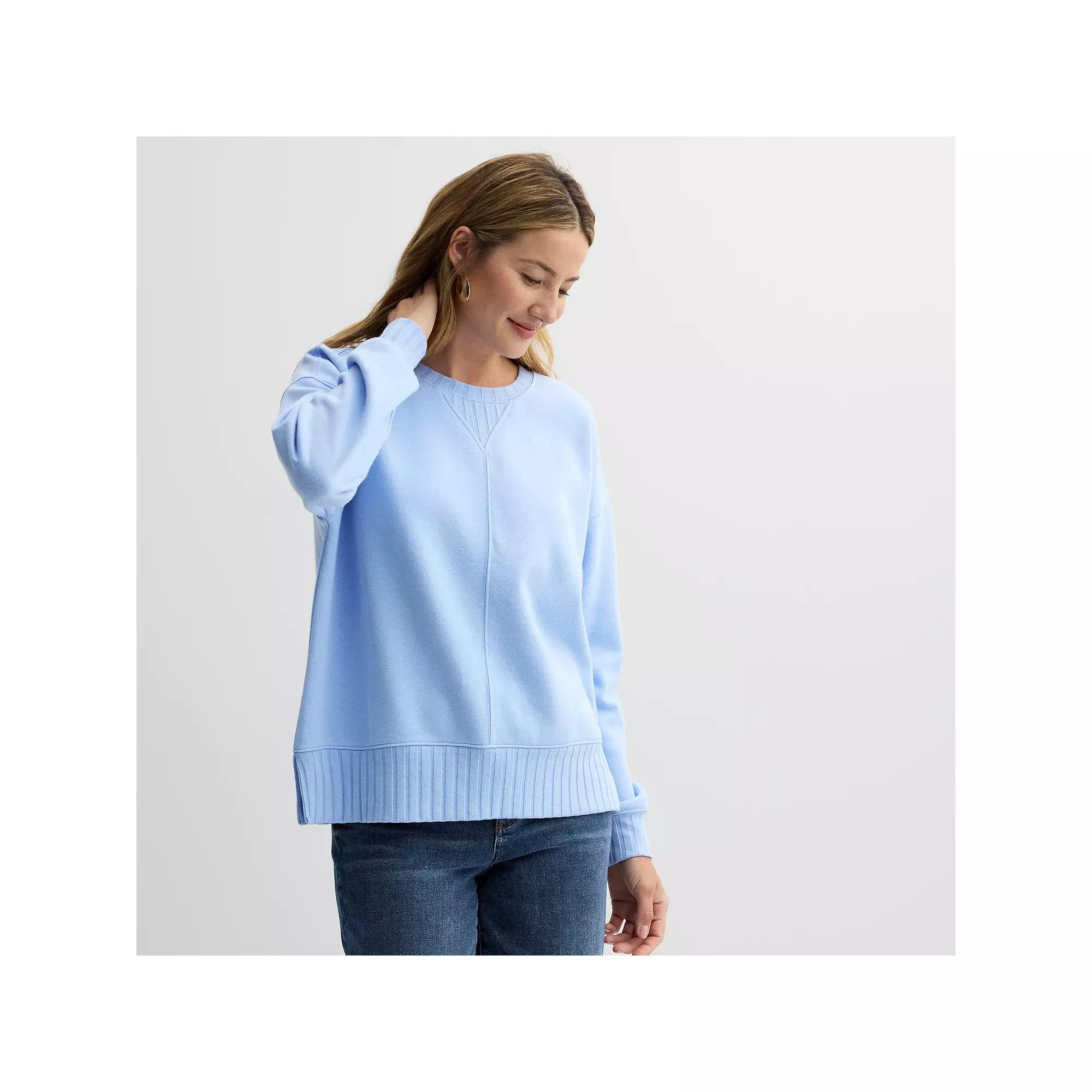 Women's Sonoma Goods For Life® Mixed Ribbed Crewneck Sweatshirt, Size: XS, Baylee Peri Product Image