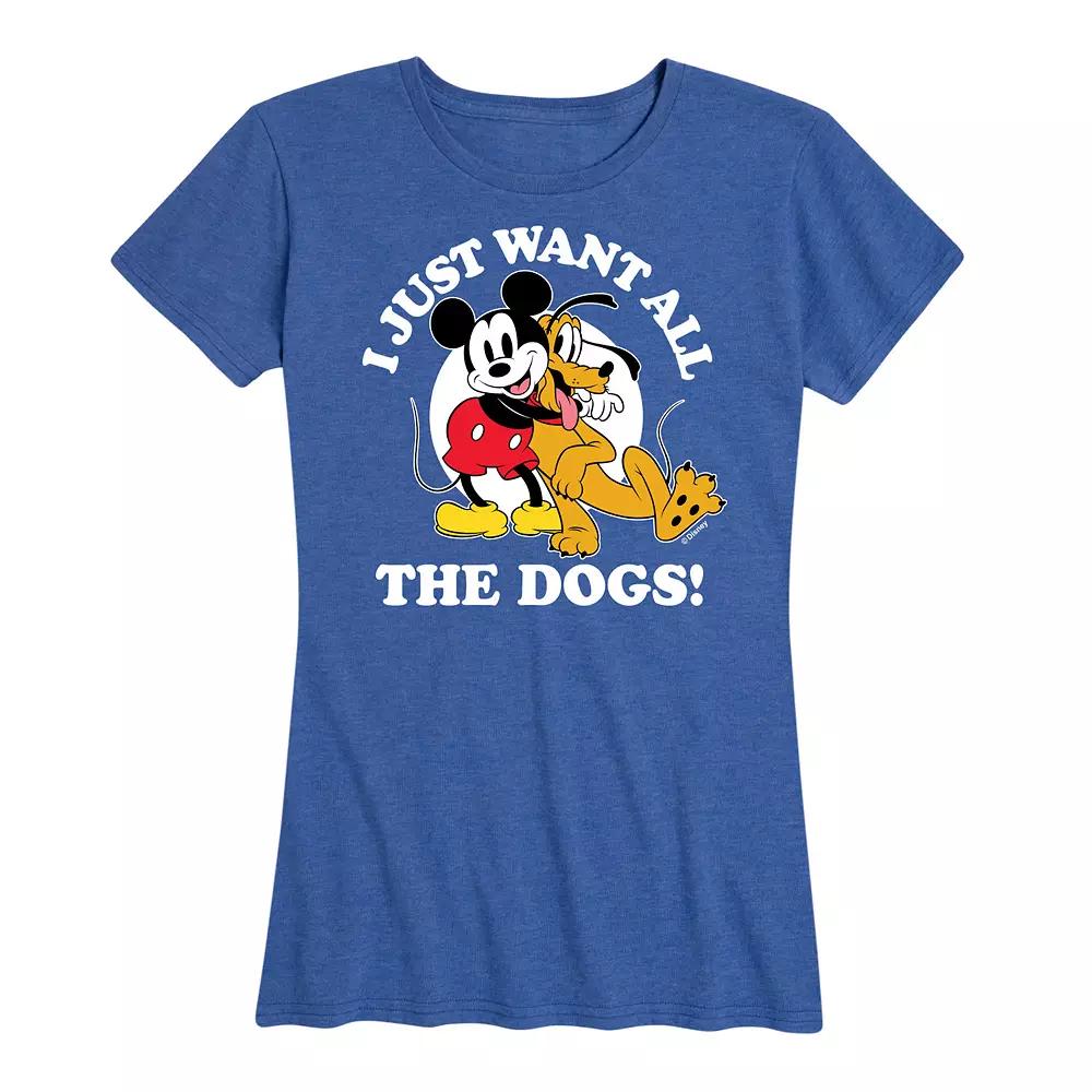 Disney's Mickey Mouse & Pluto Women's Just Want All Dogs Graphic Tee,  Product Image