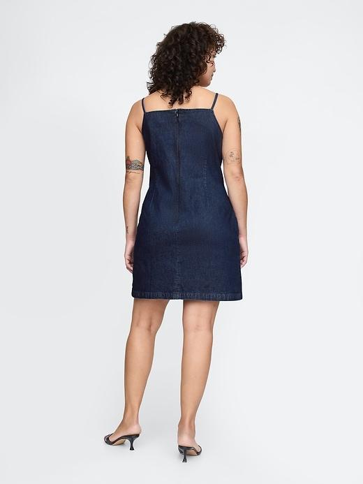 Square-Neck Denim Mini Dress Product Image