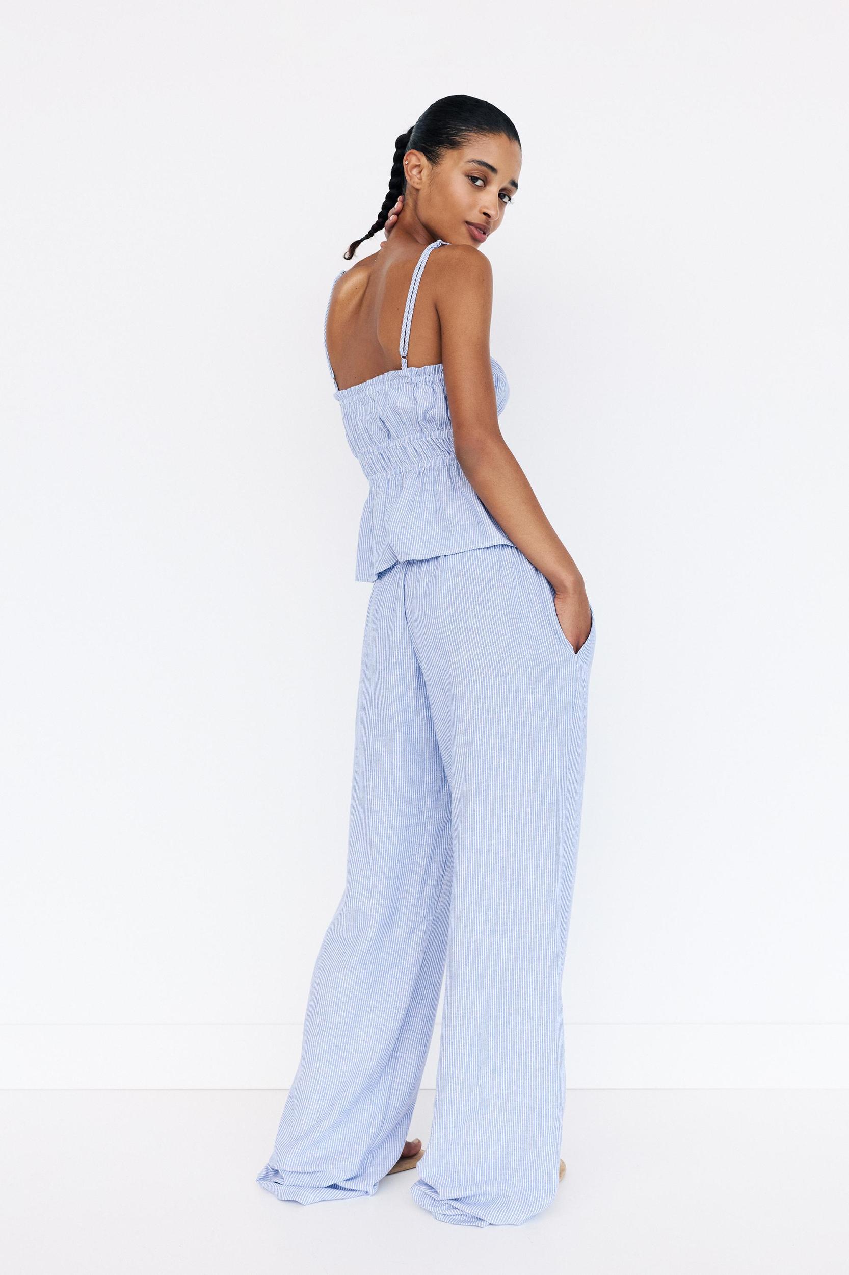 Striped pajama-style pants Product Image