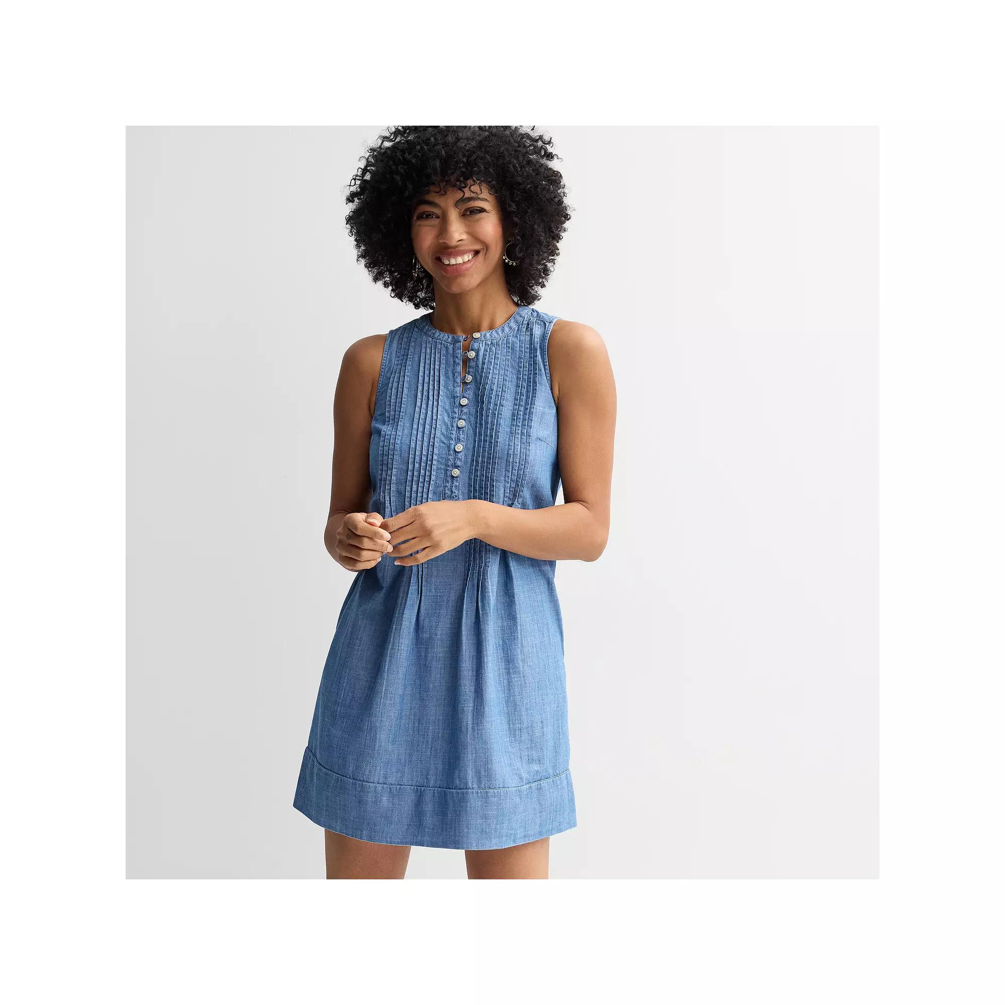 Women's Sonoma Goods For Life® Sleeveless Pintuck Dress, Size: XL, Chambray Product Image