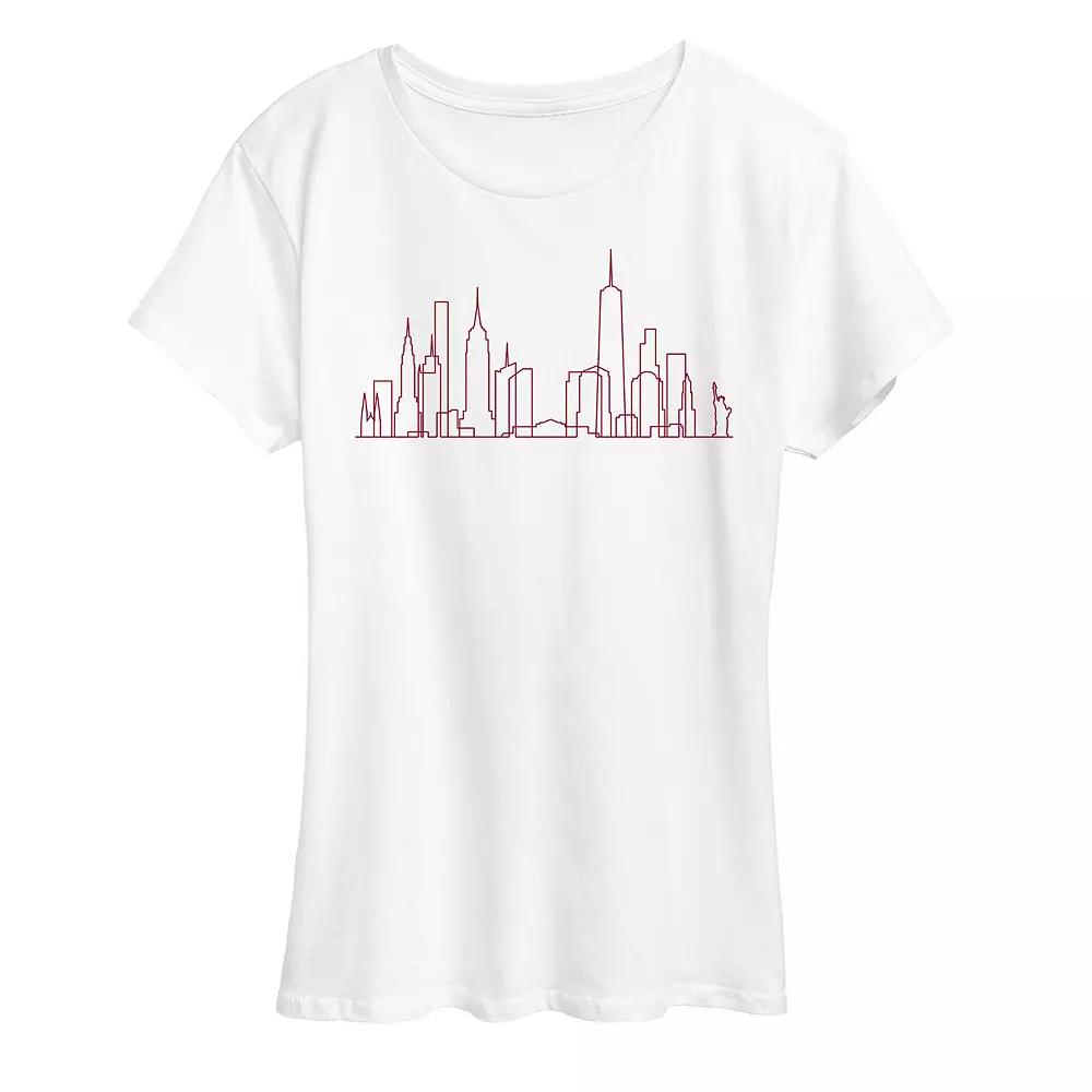 Women's NYC Skyline Line Art Graphic Tee,  Product Image