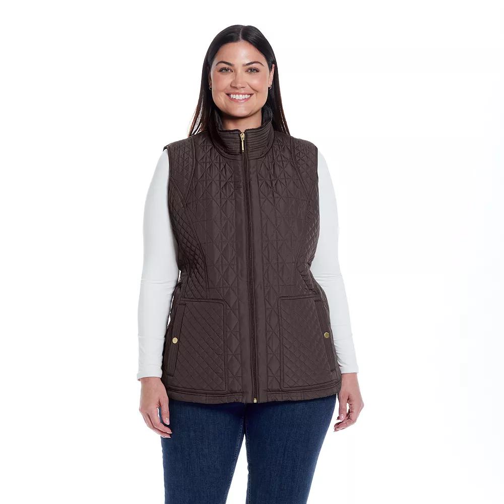 Plus Size Weathercast Multi-Quilted Plush Lined Vest, Women's, Size: 2XL, Brown Product Image
