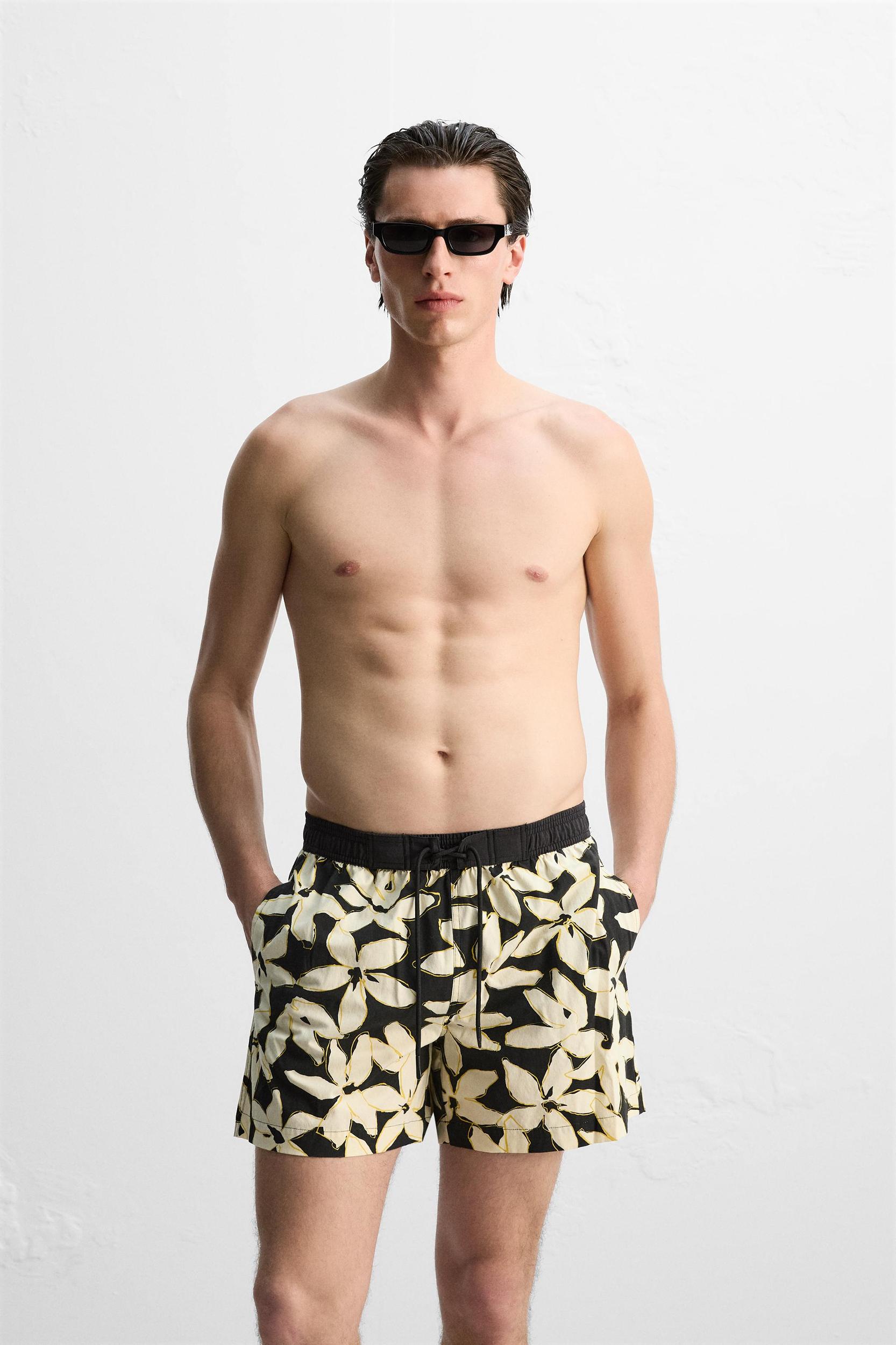 FLORAL PRINT LONG SWIMMING TRUNKS Product Image