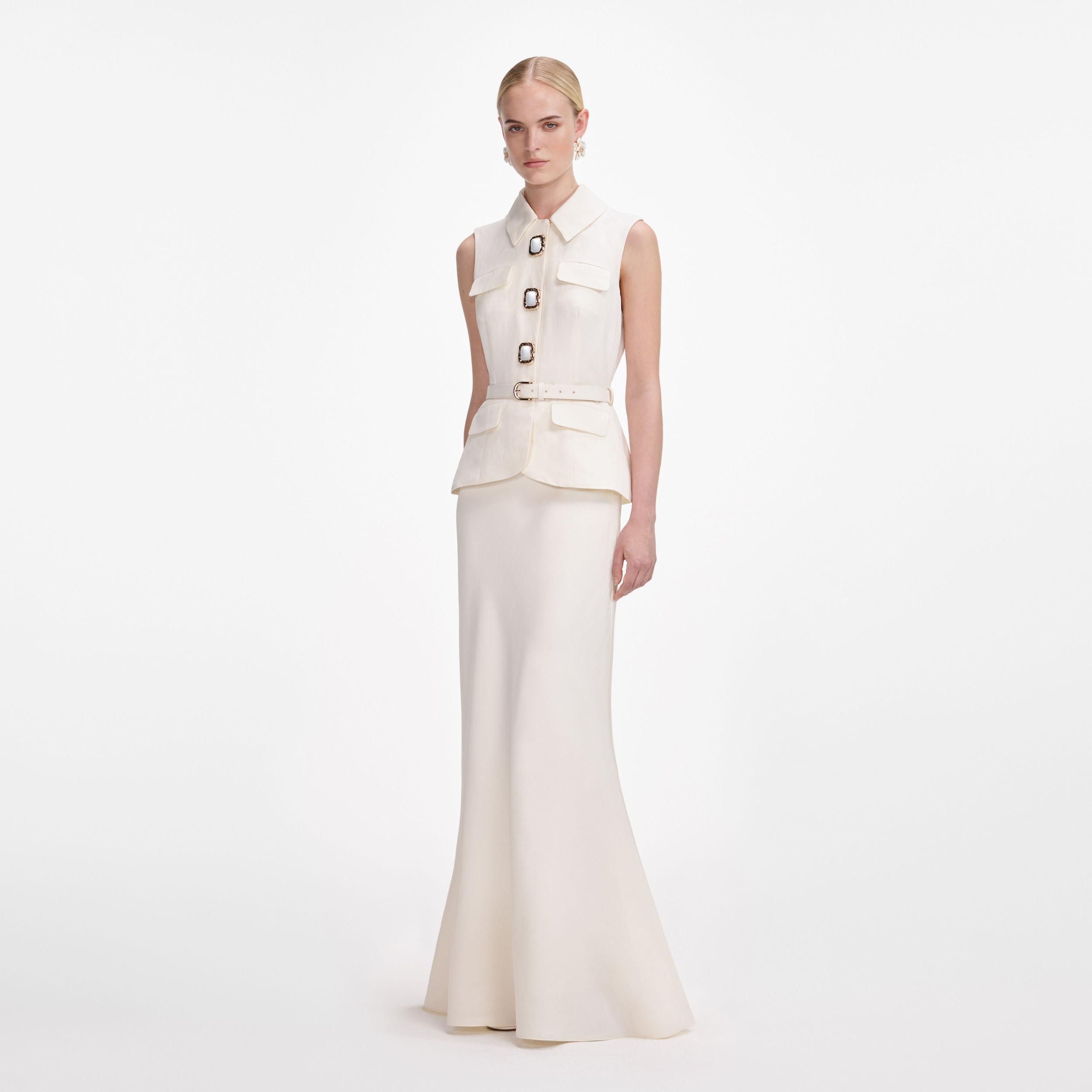 Cream Linen Maxi Dress Product Image