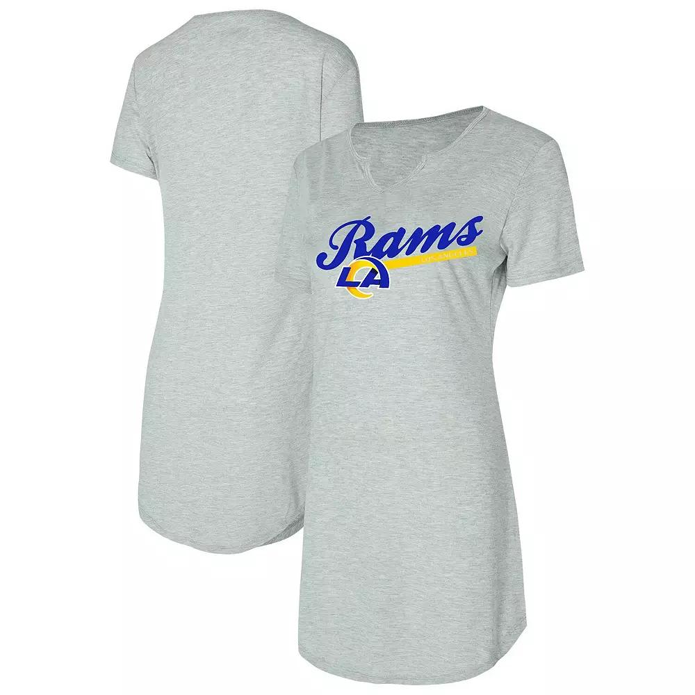 Women's Concepts Sport Gray Los Angeles Rams Petition Knit Nightshirt,  Product Image