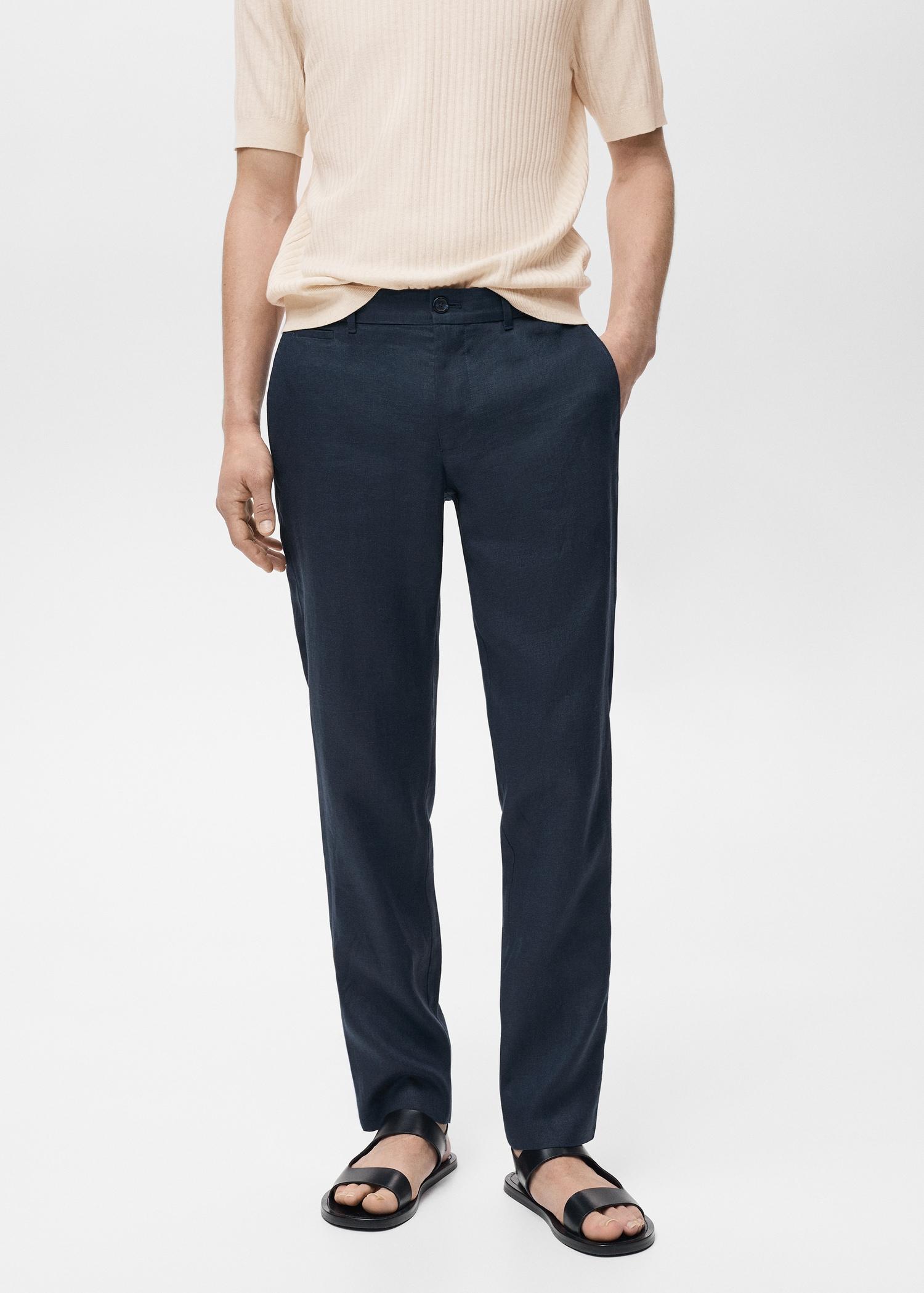 Slim-fit 100% linen pants - Men | MANGO USA Product Image