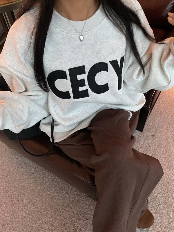 Letter Print Oversized Sweatshirt Product Image