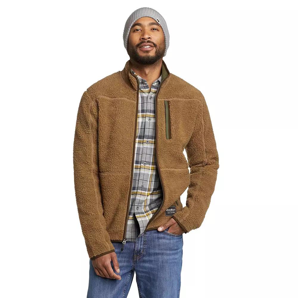 Men's Eddie Bauer Chilali Faux Shearling Fleece Full-Zip Jacket, Size: Large, Antique Bronze Product Image