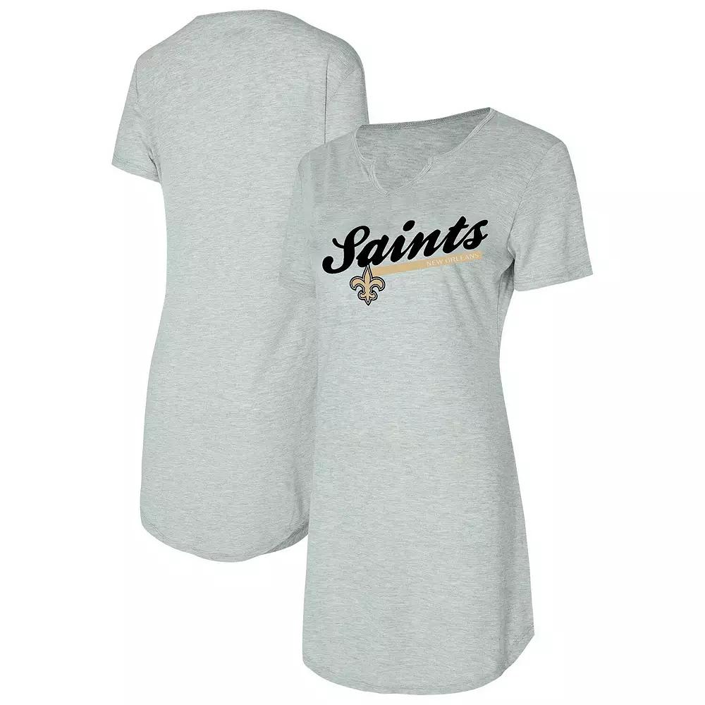 Women's Concepts Sport Gray New Orleans Saints Petition Knit Nightshirt,  Product Image