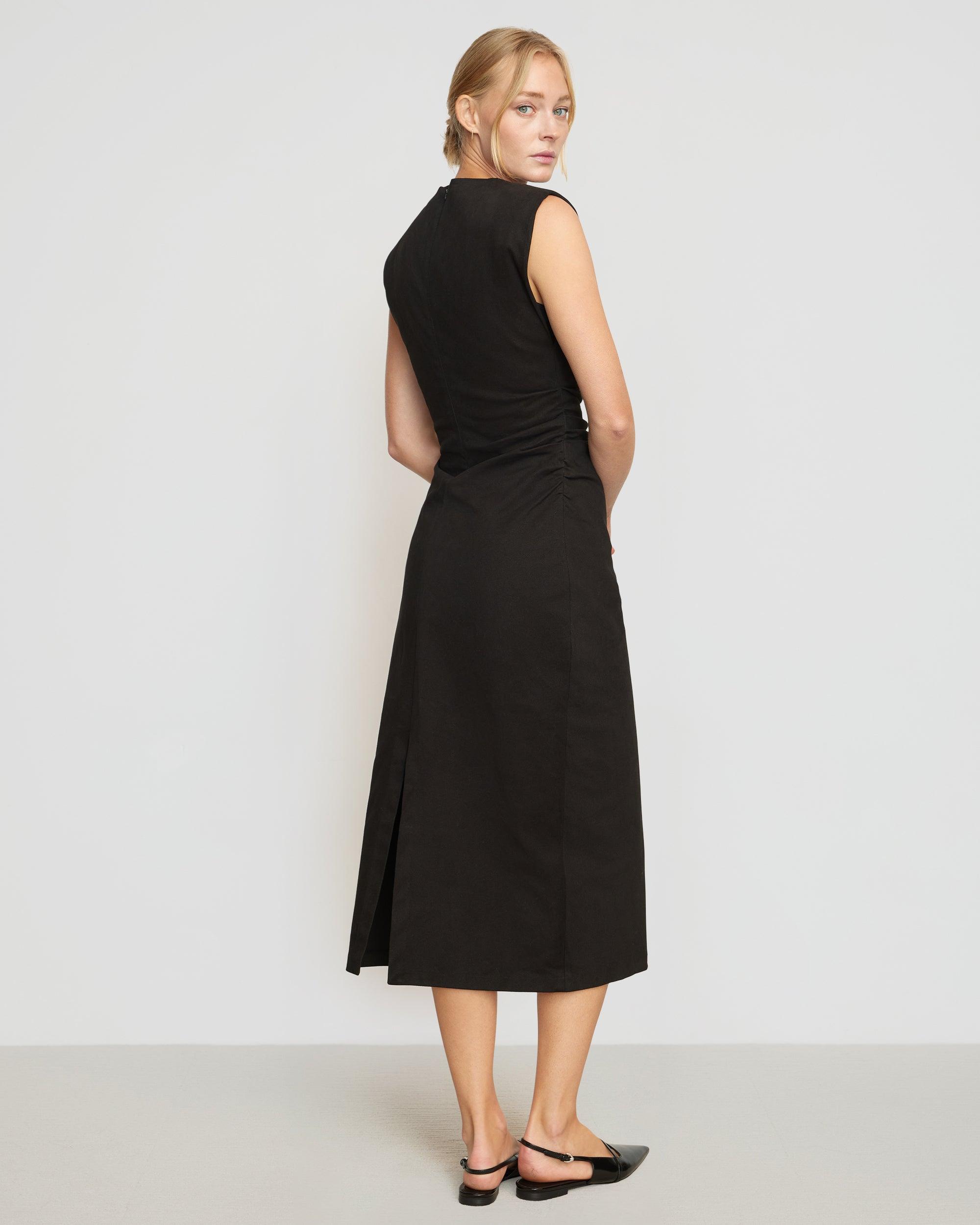 Iman Split-Hem Cotton Twill Dress Product Image