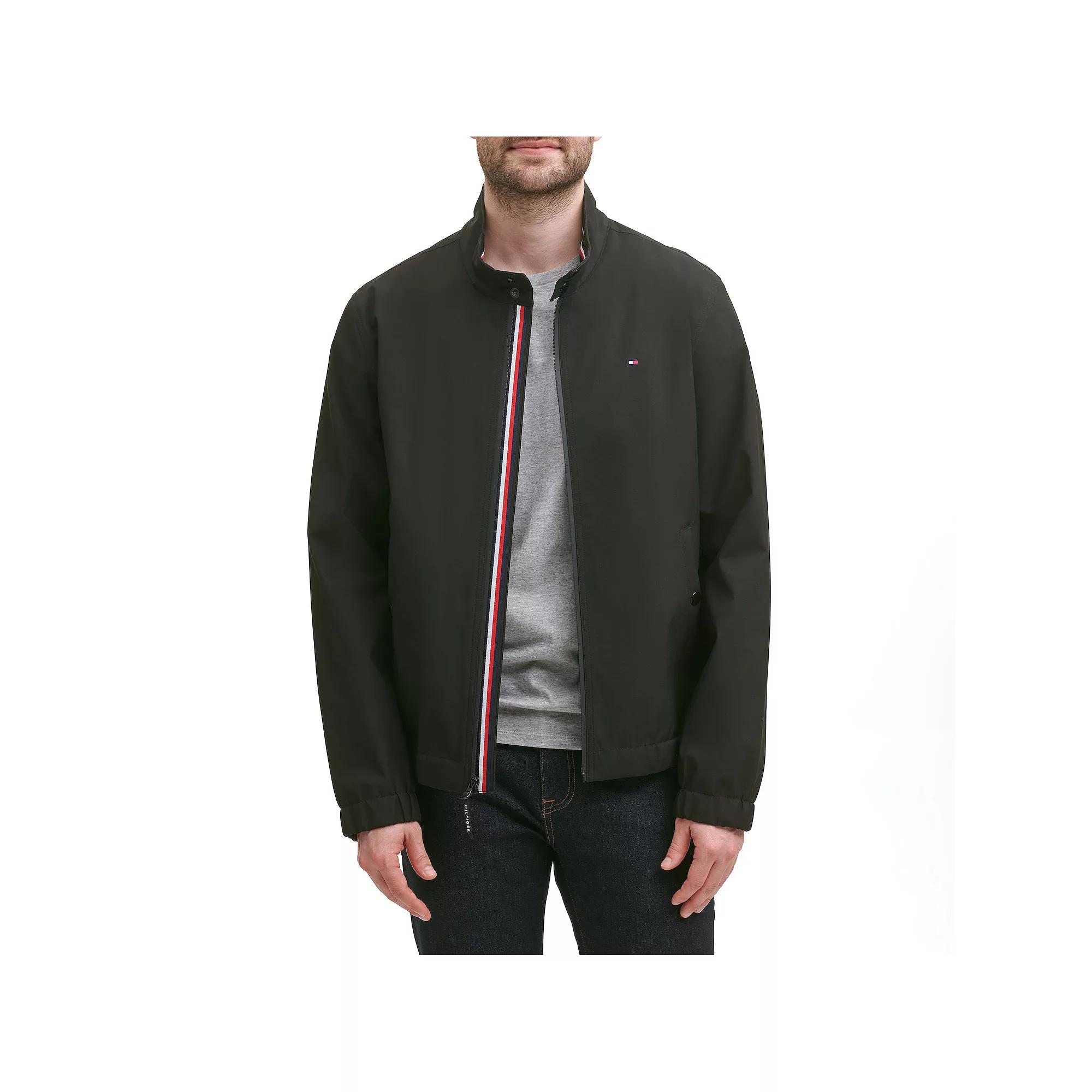 Men's Tommy Hilfiger Collar Bomber Jacket, Size: Large, Black Product Image