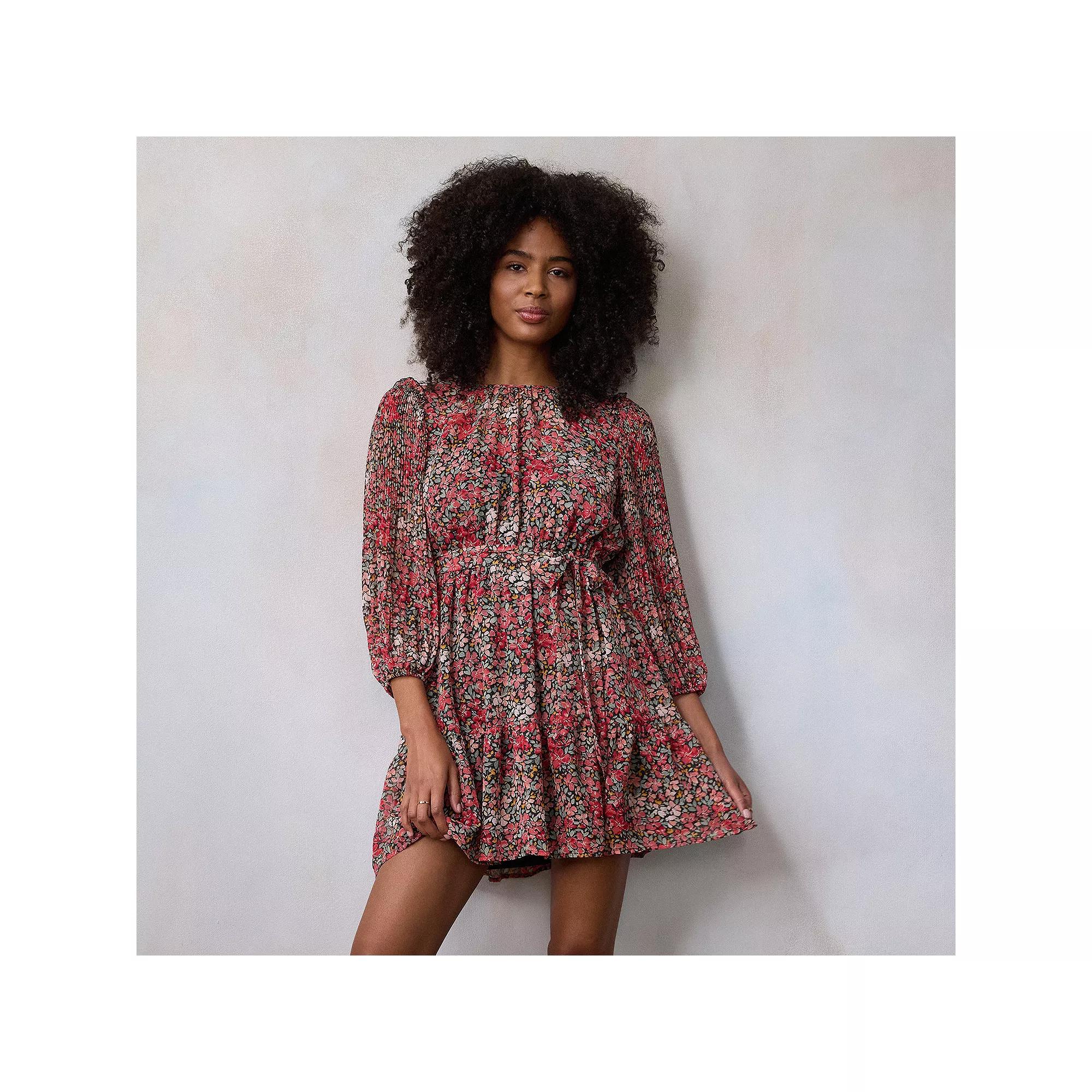 Womens LC Lauren Conrad Pleated Sleeve Mini Dress Product Image