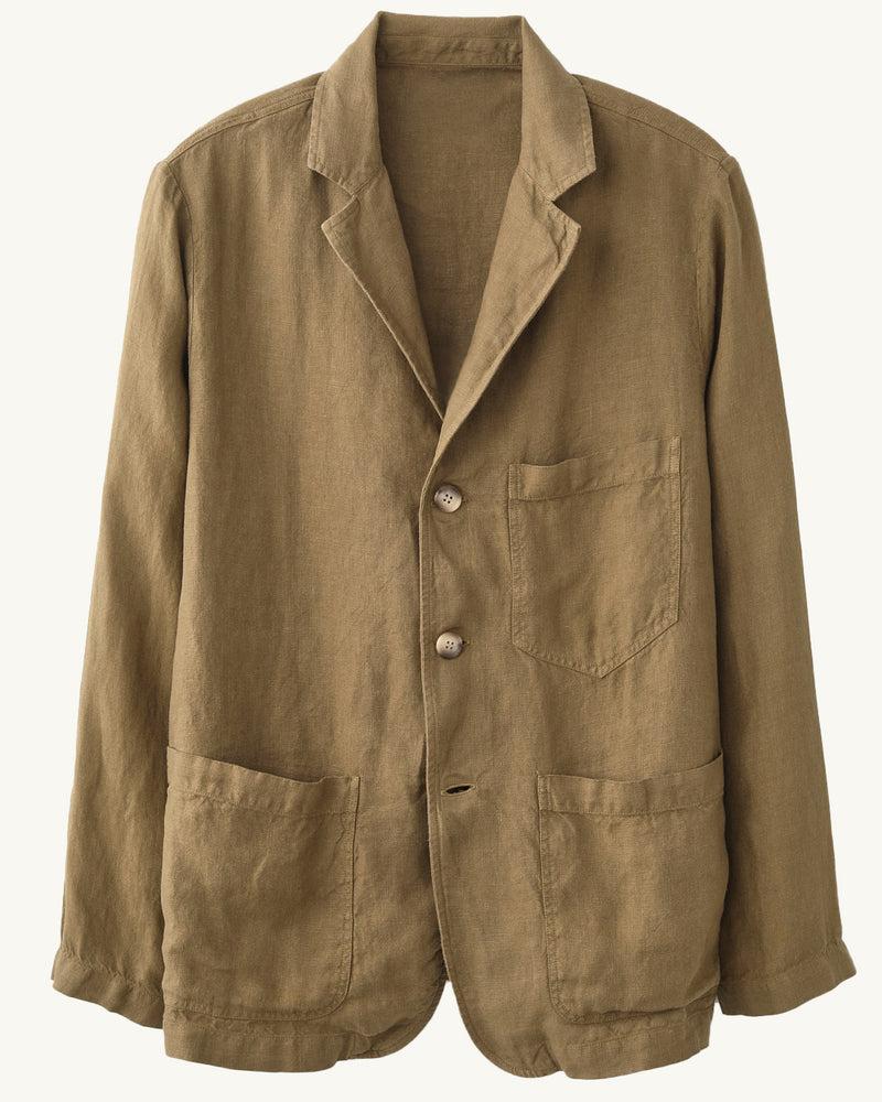 Linen 3 Button Blazer - Olive Product Image