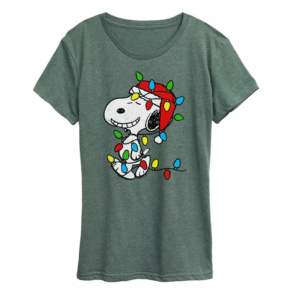 Women's Peanuts Snoopy Christmas Lights Graphic Tee,  Product Image