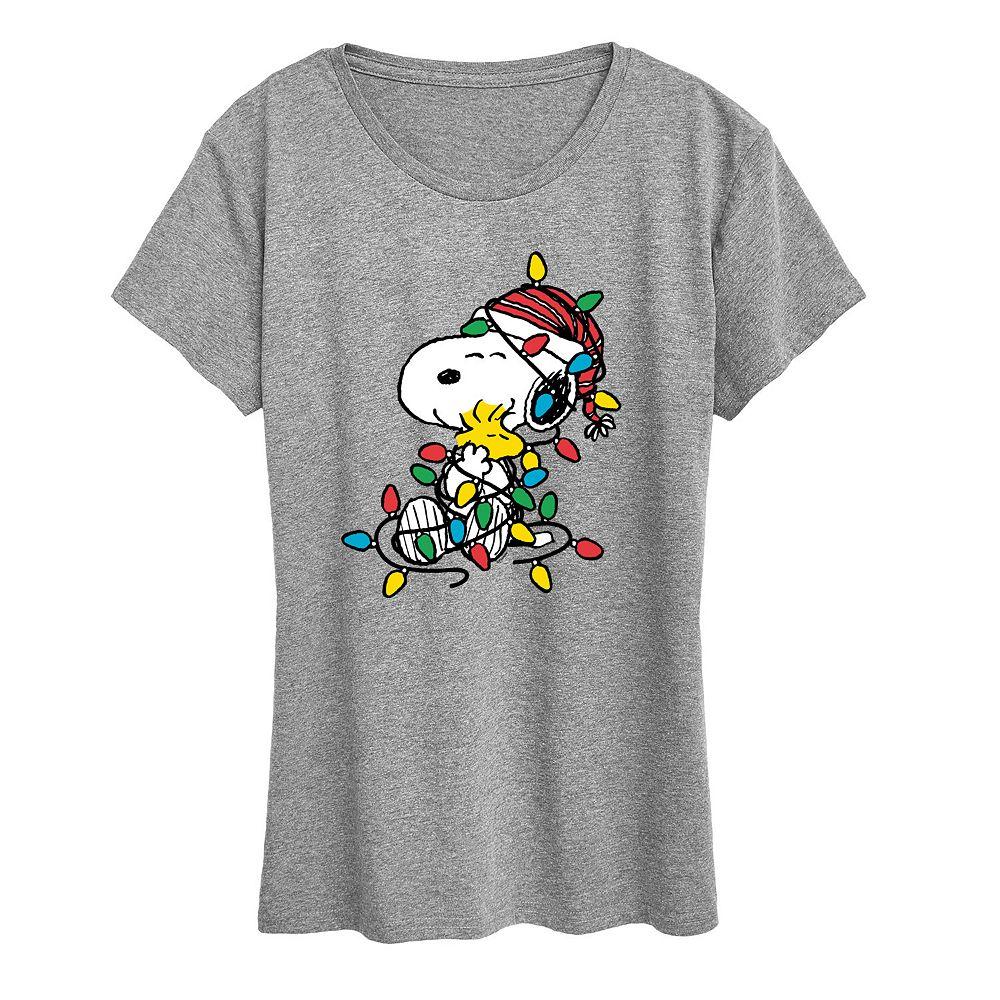 Women's Peanuts Snoopy & Woodstock Christmas Lights Graphic Tee,  Product Image