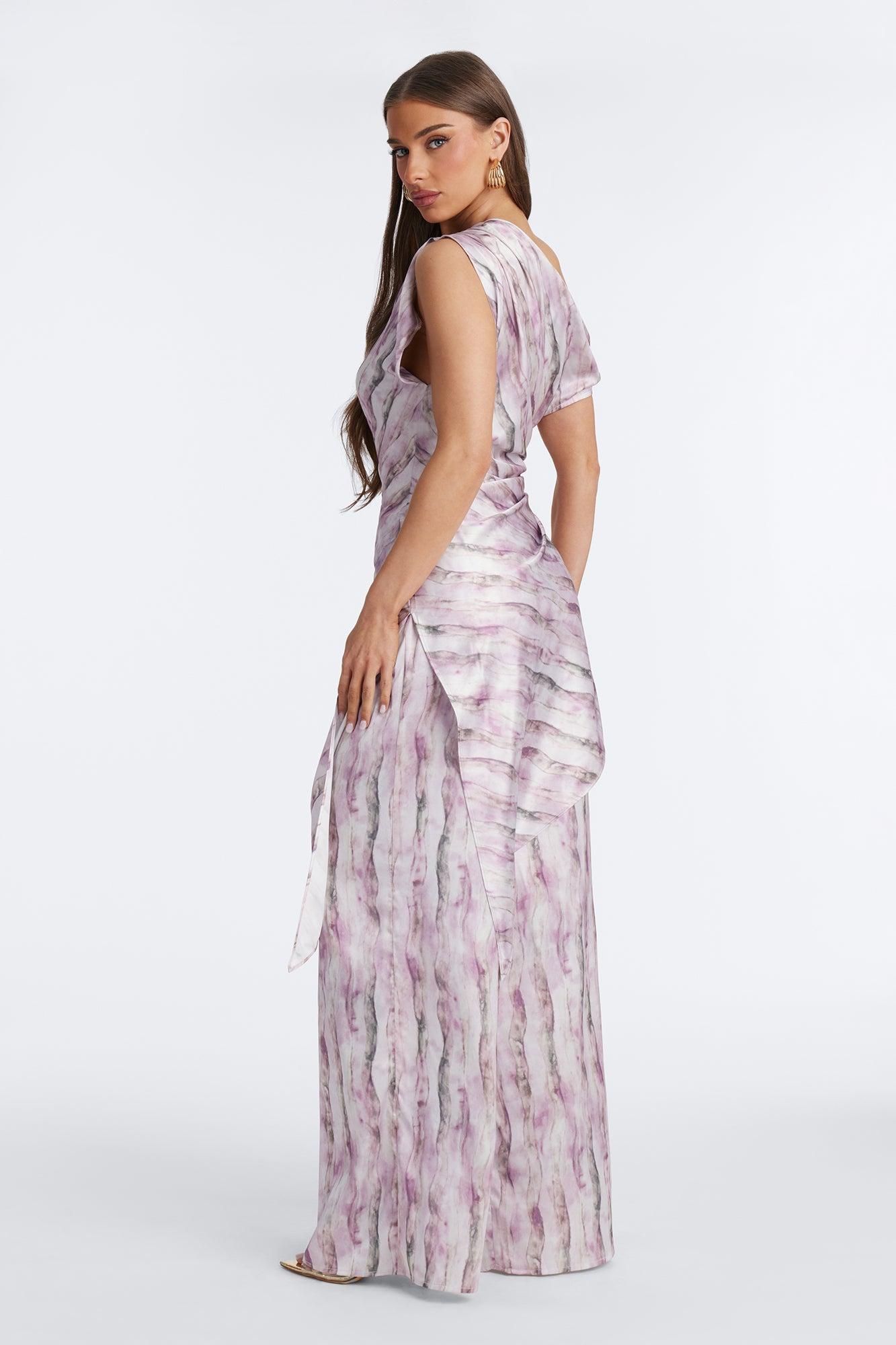 Callie Off Shoulder Asymmetrical Pant Set - Mauve/combo Female Product Image