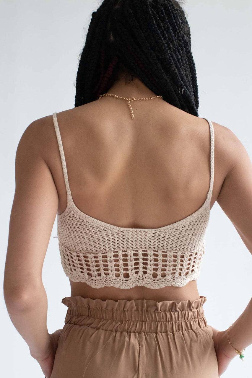 Beige Net Knit Crop Cami Product Image