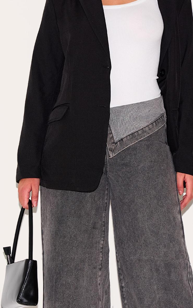 Shape Light Grey Foldover Waist Wide Leg Jeans Product Image