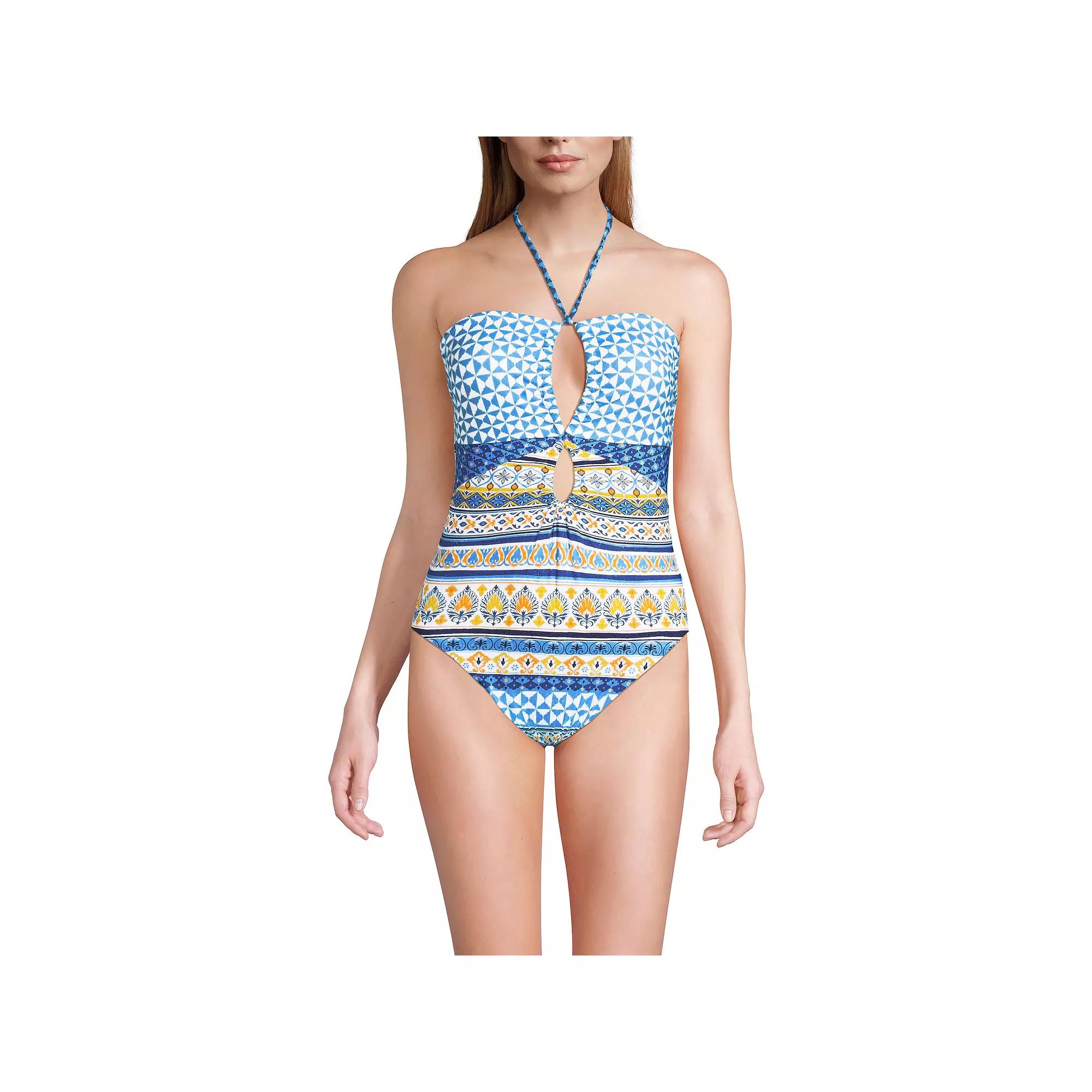 Women's Lands' End Cut Out Multiway Halter High Leg One Piece Swimsuit,  Product Image