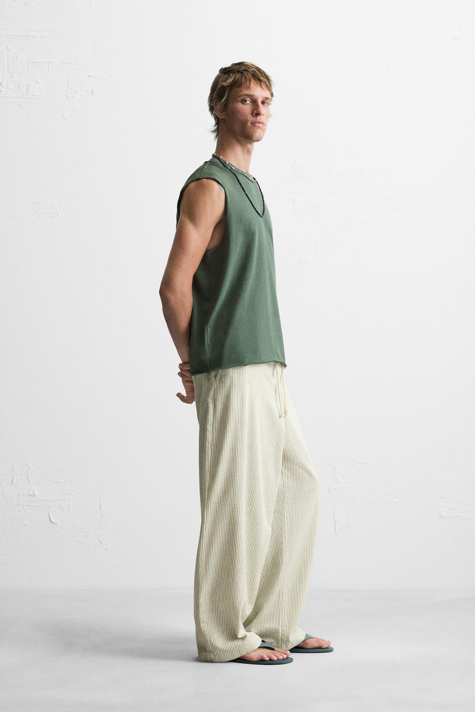 STRIPED BAGGY FIT PANTS Product Image