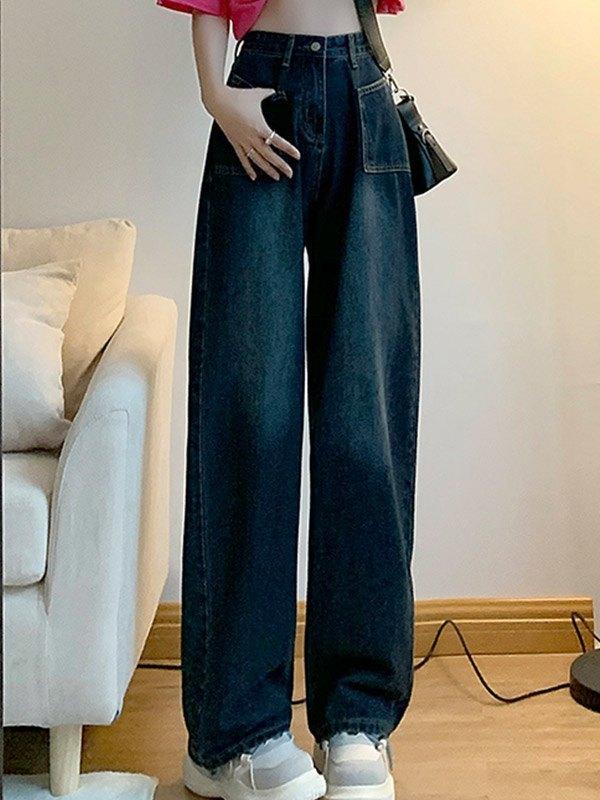 Vintage Wash Pocket Boyfriend Jeans Product Image