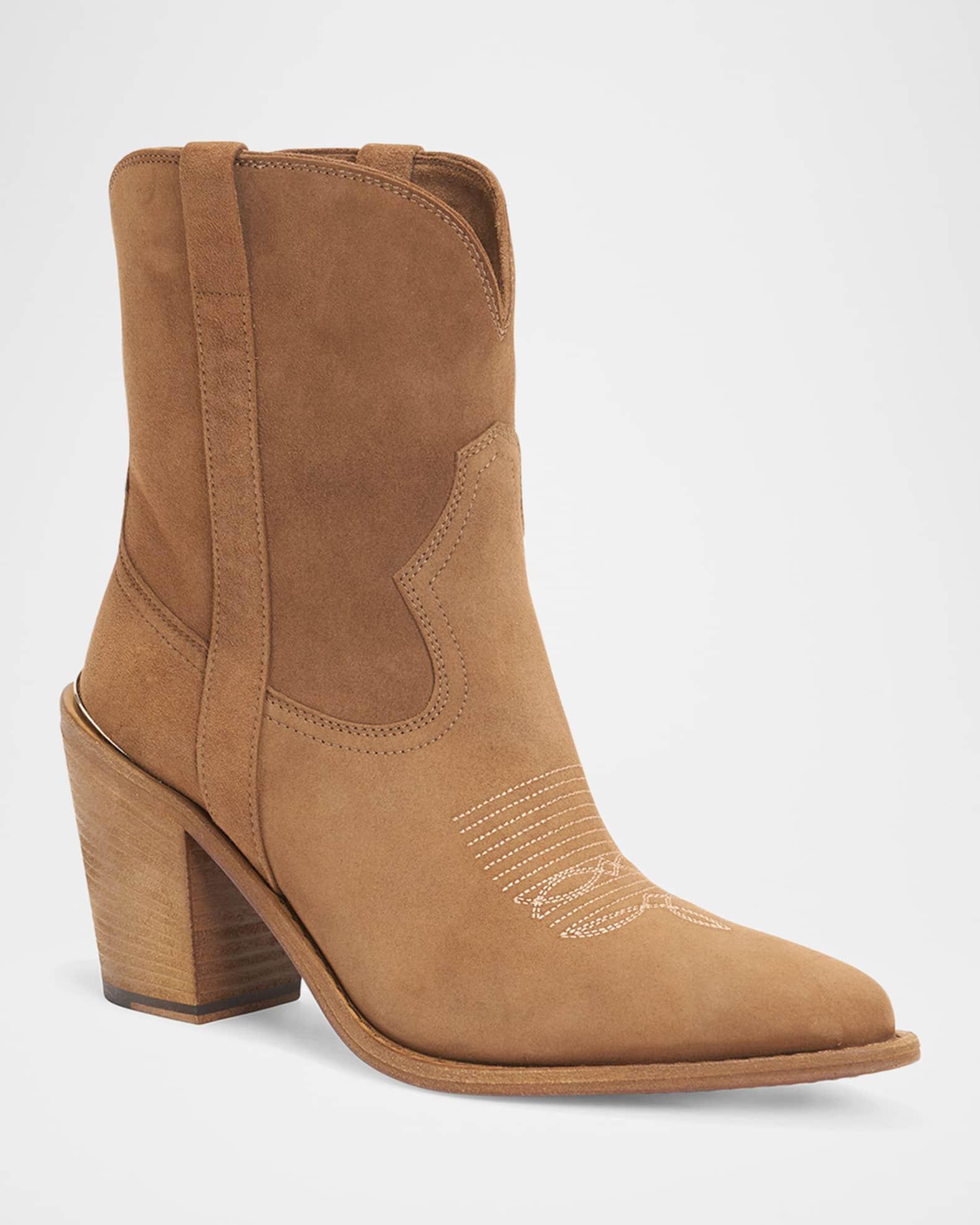 Leigh Anne Suede Western Ankle Booties Product Image