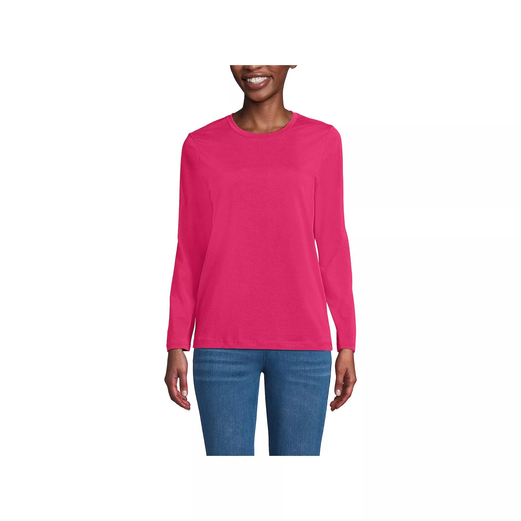 Petite Lands' End Relaxed-Fit Supima Long Sleeve Cotton Crewneck Tee, Women's,  Product Image