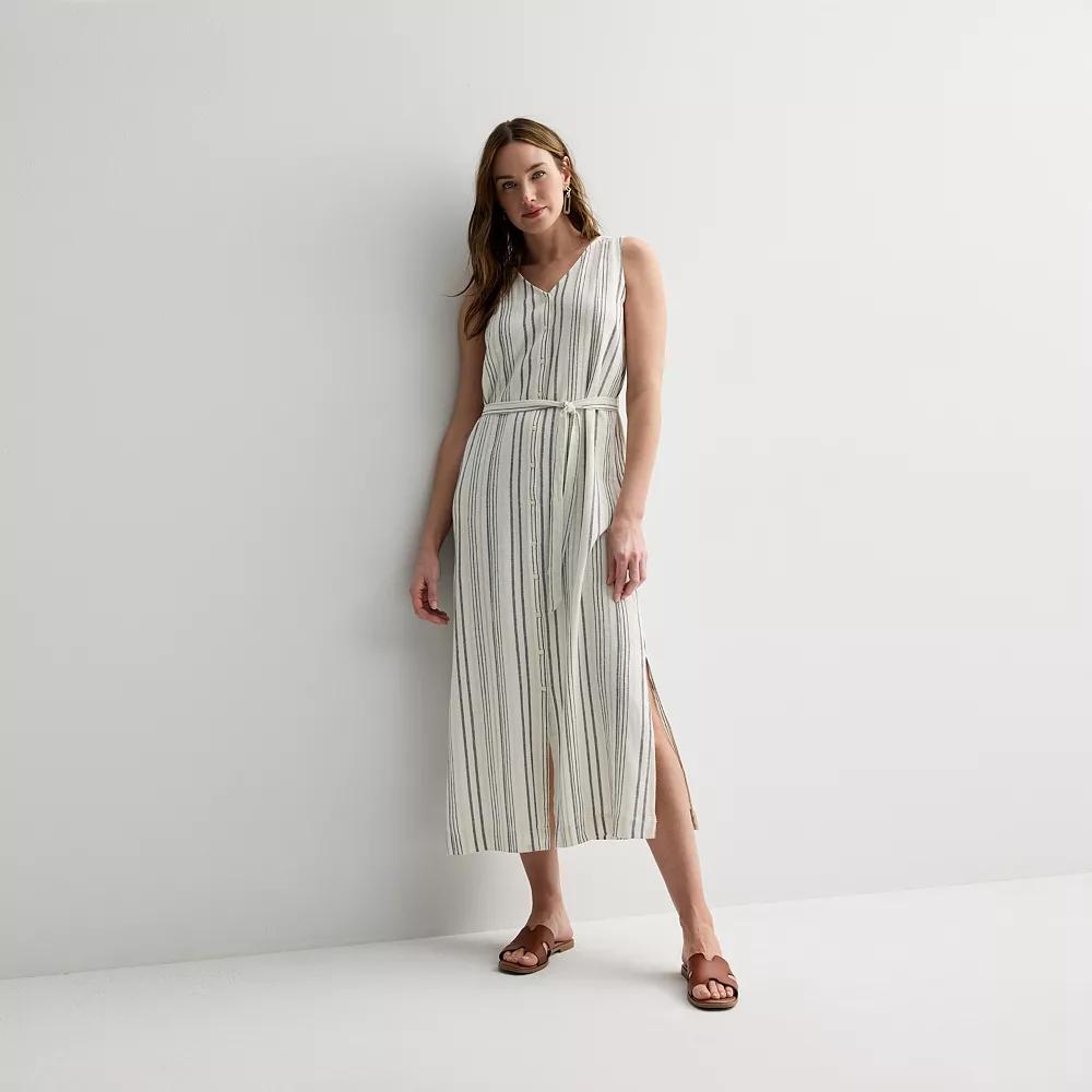 Women's Sonoma Goods For Life® Utility Tank Maxi Dress, Size: Large, Beige Texture Stripe Product Image