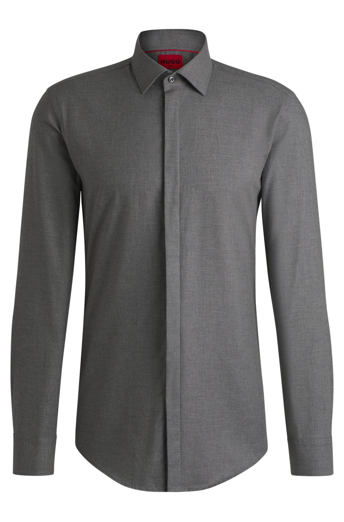 Slim-fit shirt in melange cotton Product Image